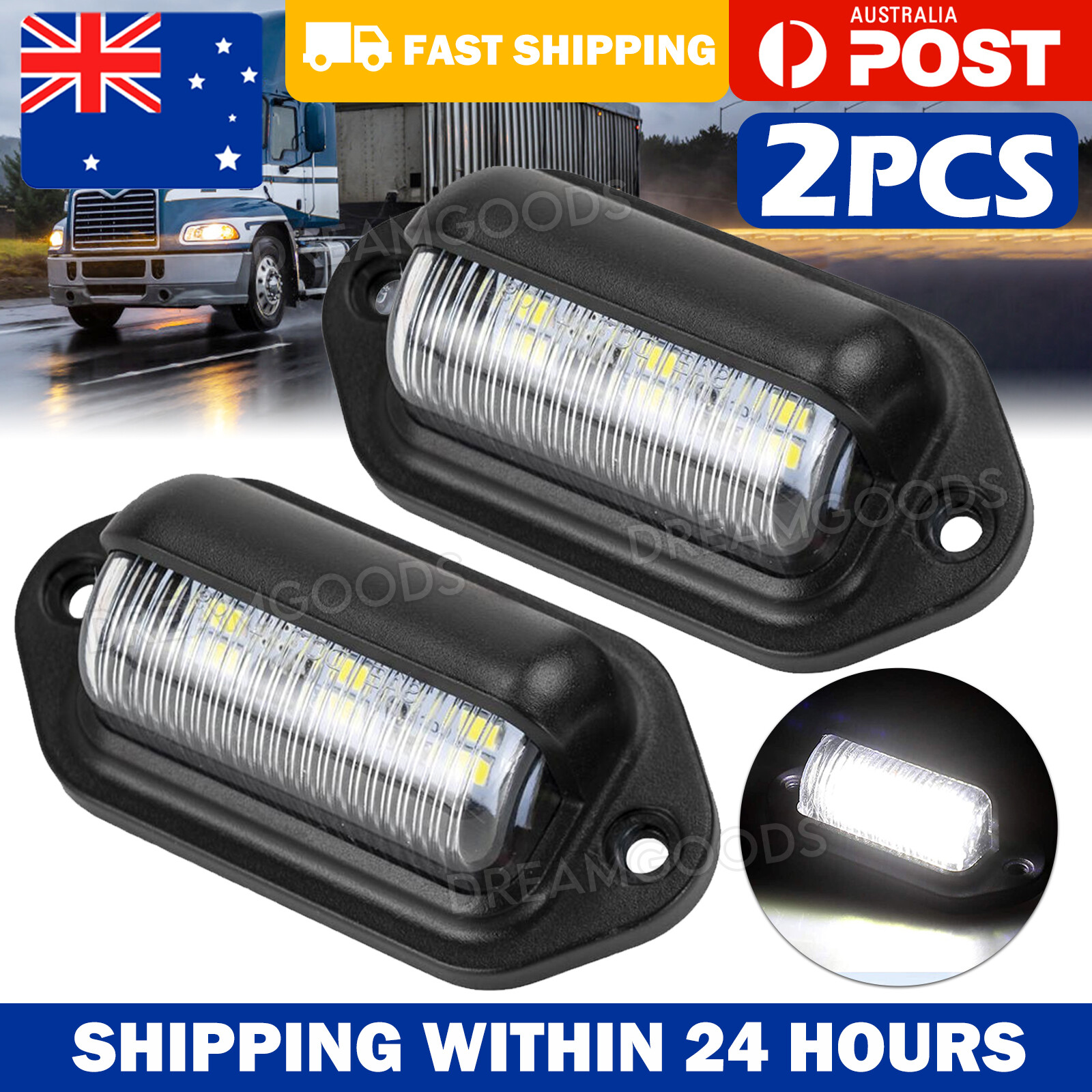 2PCS 6 LED License Plate Lights 12V-24V 6000K Black IP 67 for Truck SUV Trailer