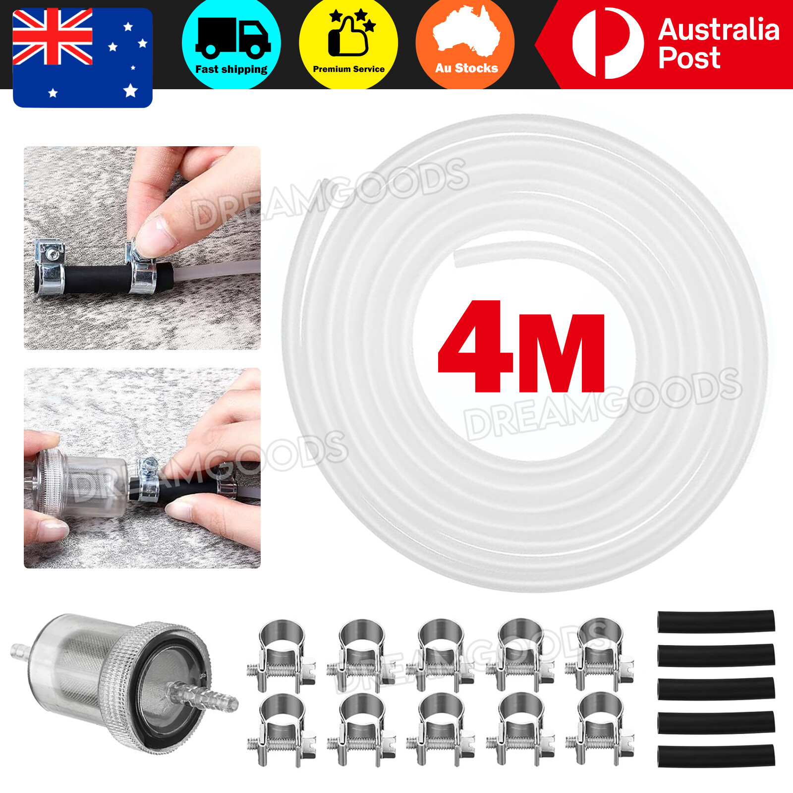 Diesel Heater Fuel Line Kit Inline Filter Hose Clips For Webasto Eberspacher