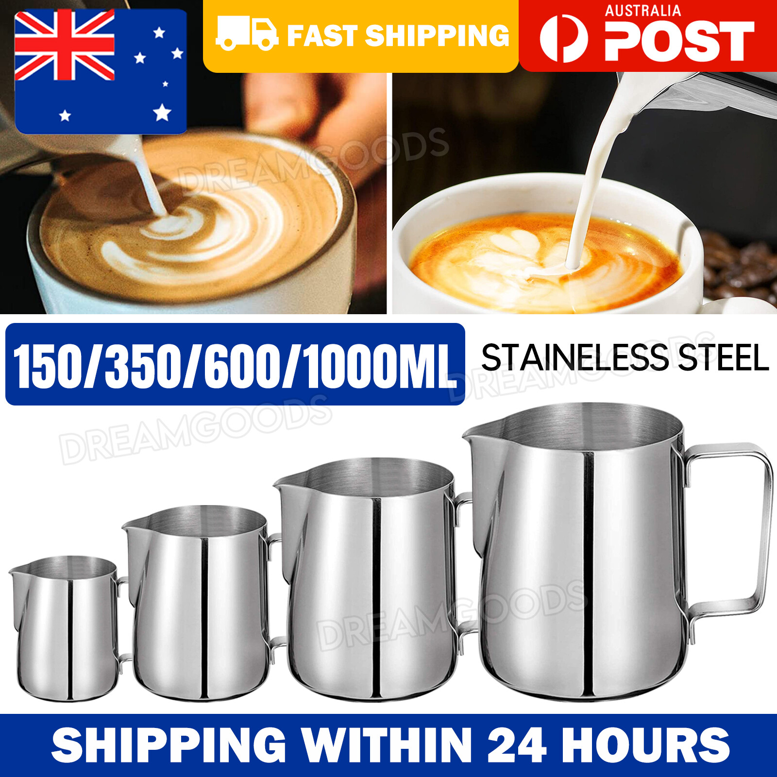 4 Sizes Stainless Steel Milk Frothing Jug 150ML Silver Latte Pitcher Frother