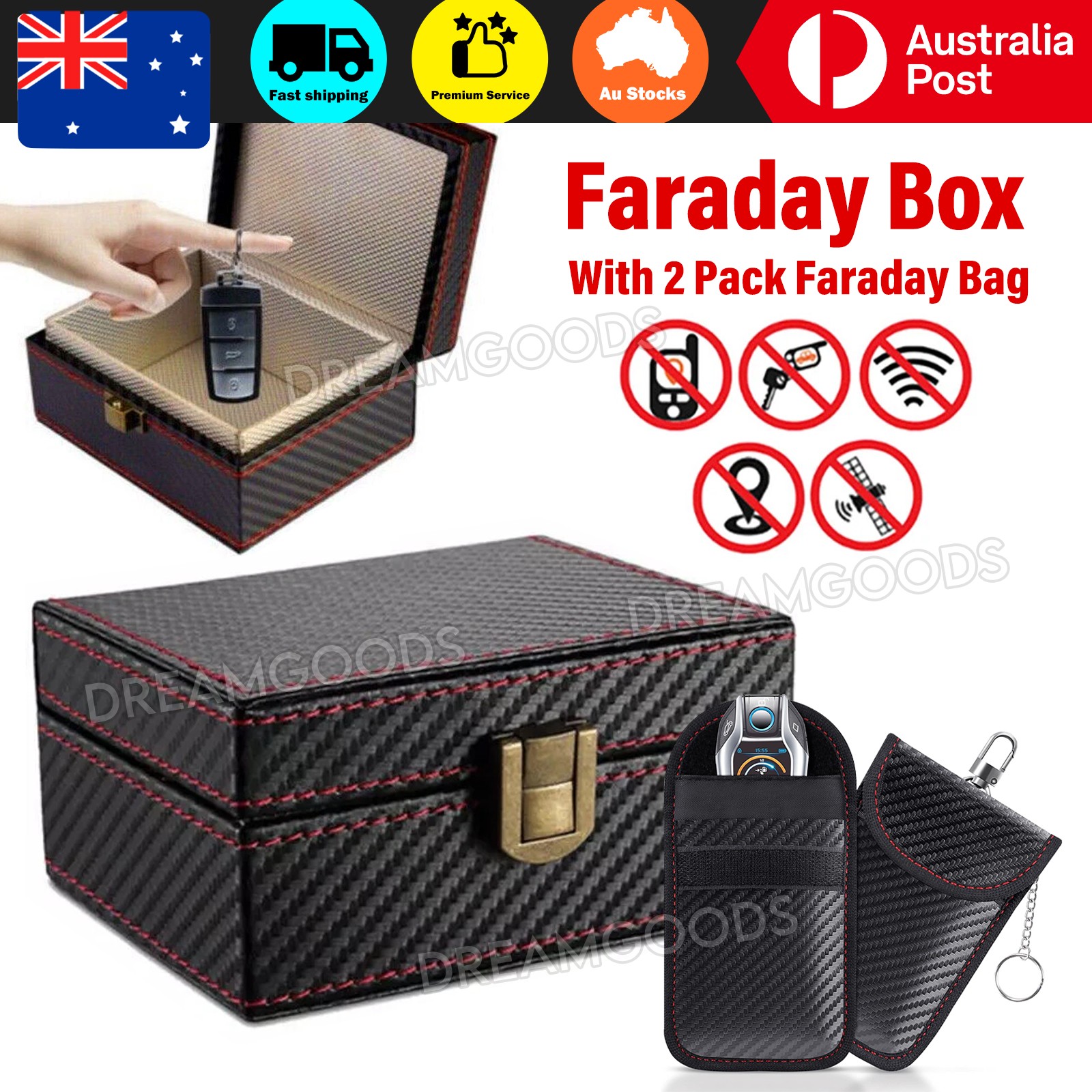 Faraday Box & 2X Pouch for Car Keys Keyless RFID Signal Blocker AU