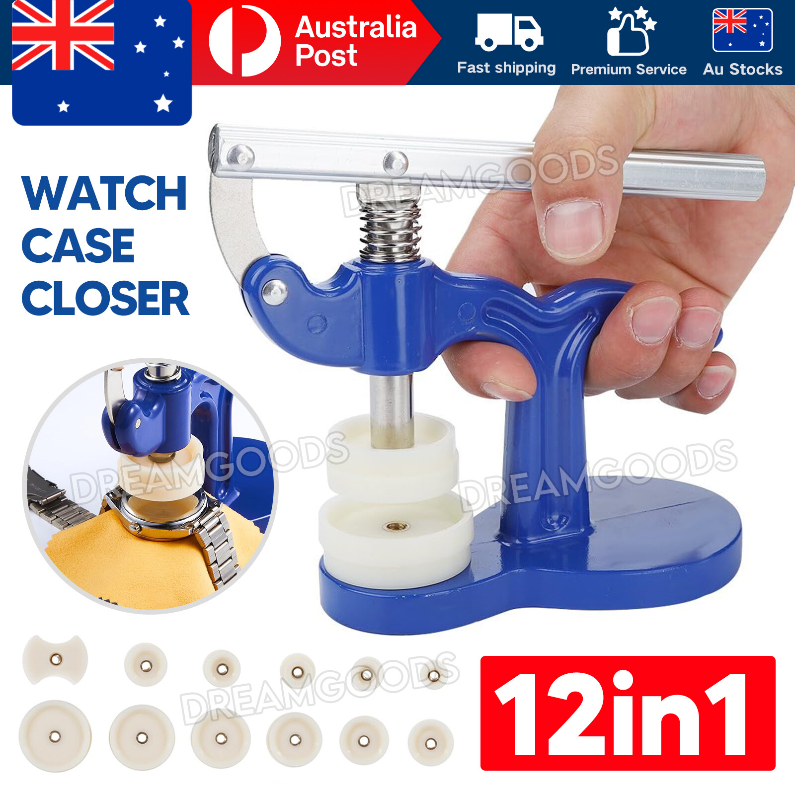 12 Dies Watch Press Back Case Closer Crystal Glass Fitting Repair Tool Opener