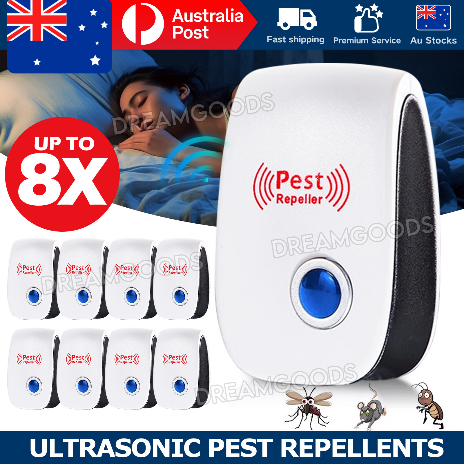 4/8 5W Ultrasonic Electronic Repellents Plug-In Mouse Mosquito Insect Control
