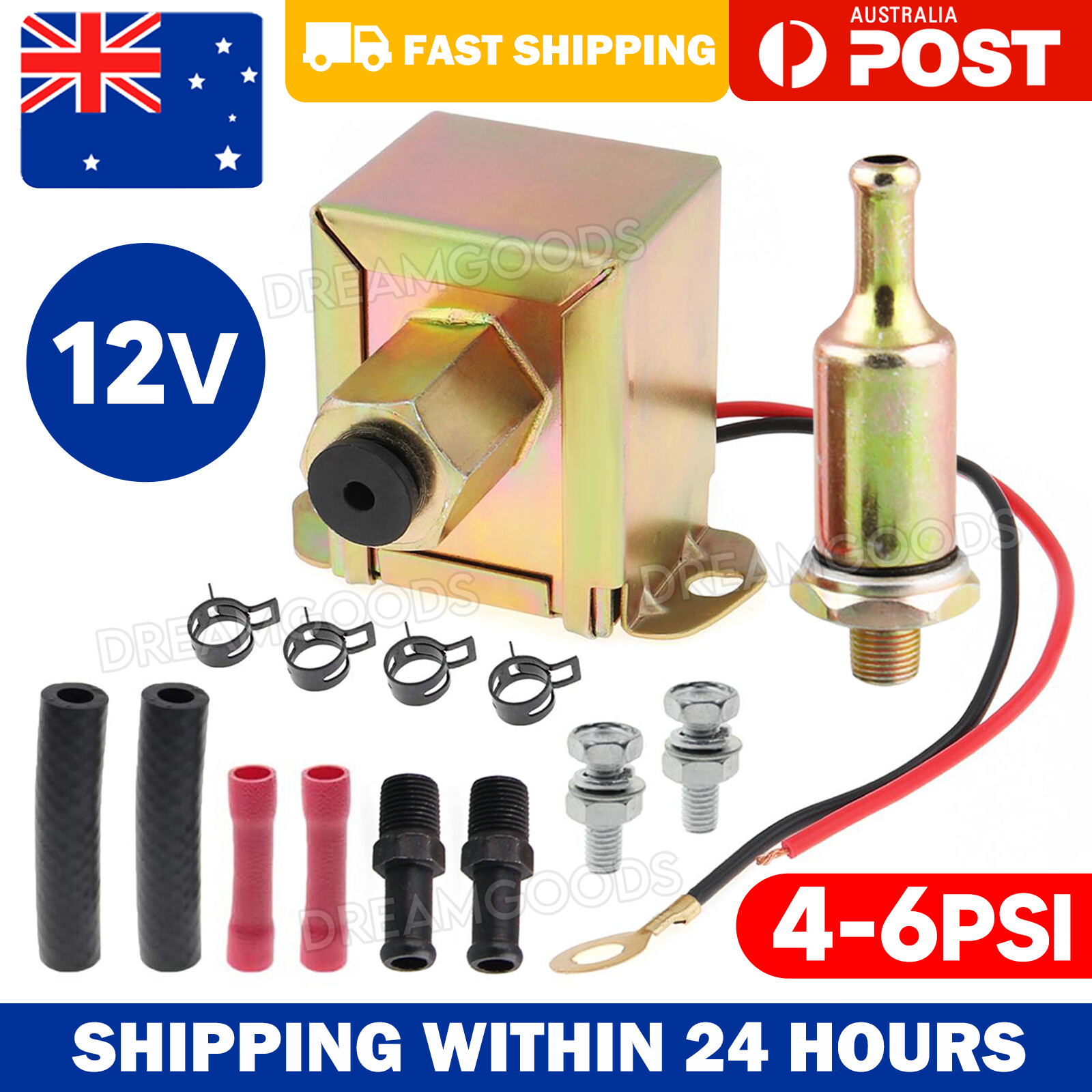 Electric Fuel Pump 12 volt Solid State 4 to 6psi 118L Petrol Universal