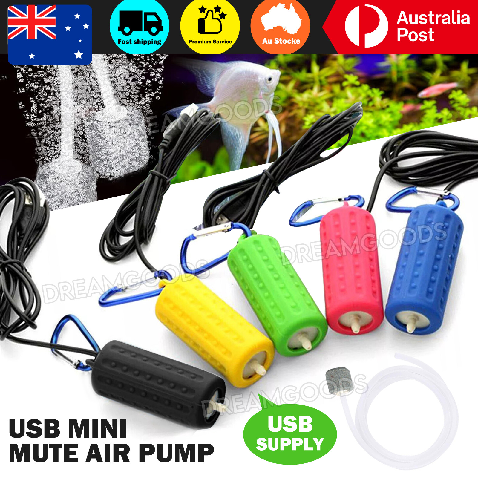Mini USB Aquarium Fish Tank Oxygen Air Pump 5V 1W Ultra-Silent-Portable 7x3CM