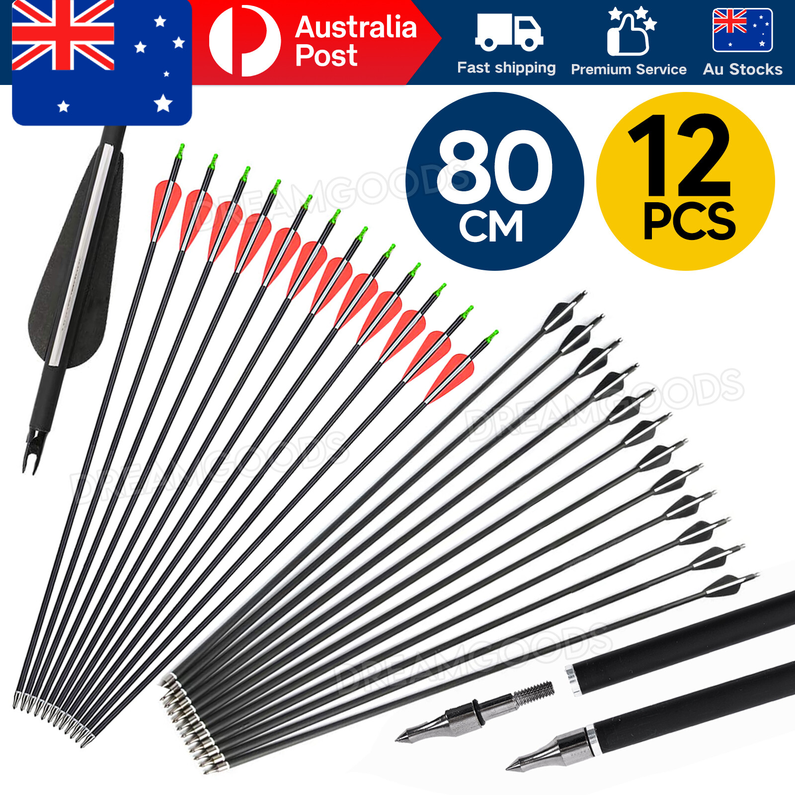Musen 12pcs Carbon Arrows Spine 500 Black Plastic Vanes 30 Inches Bow Target