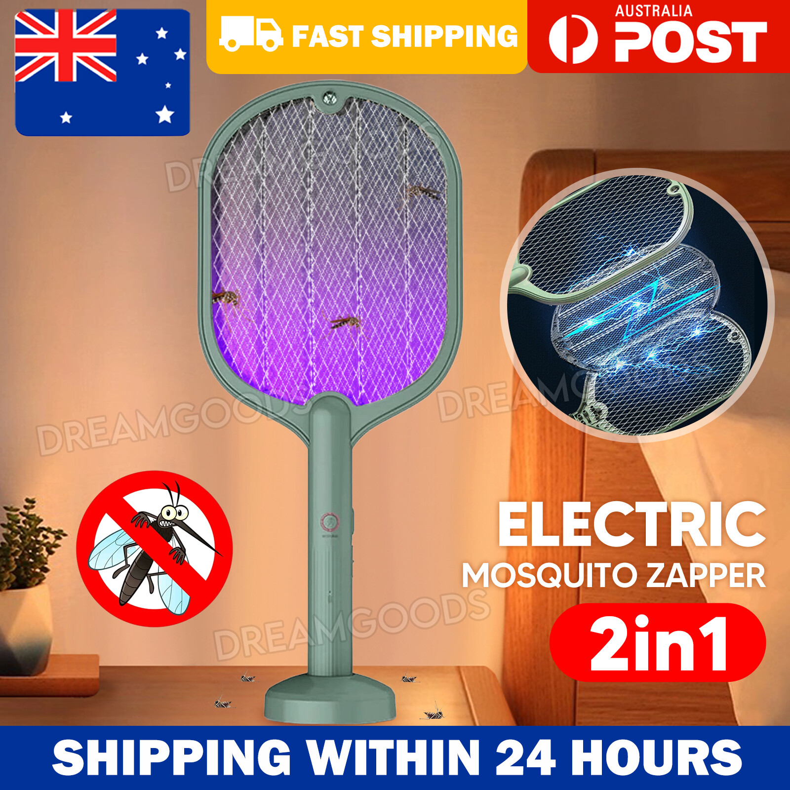 Dreamgoods 2 1 Electric Rechargable Mosquito Insect Killer Zapper Green Indoor