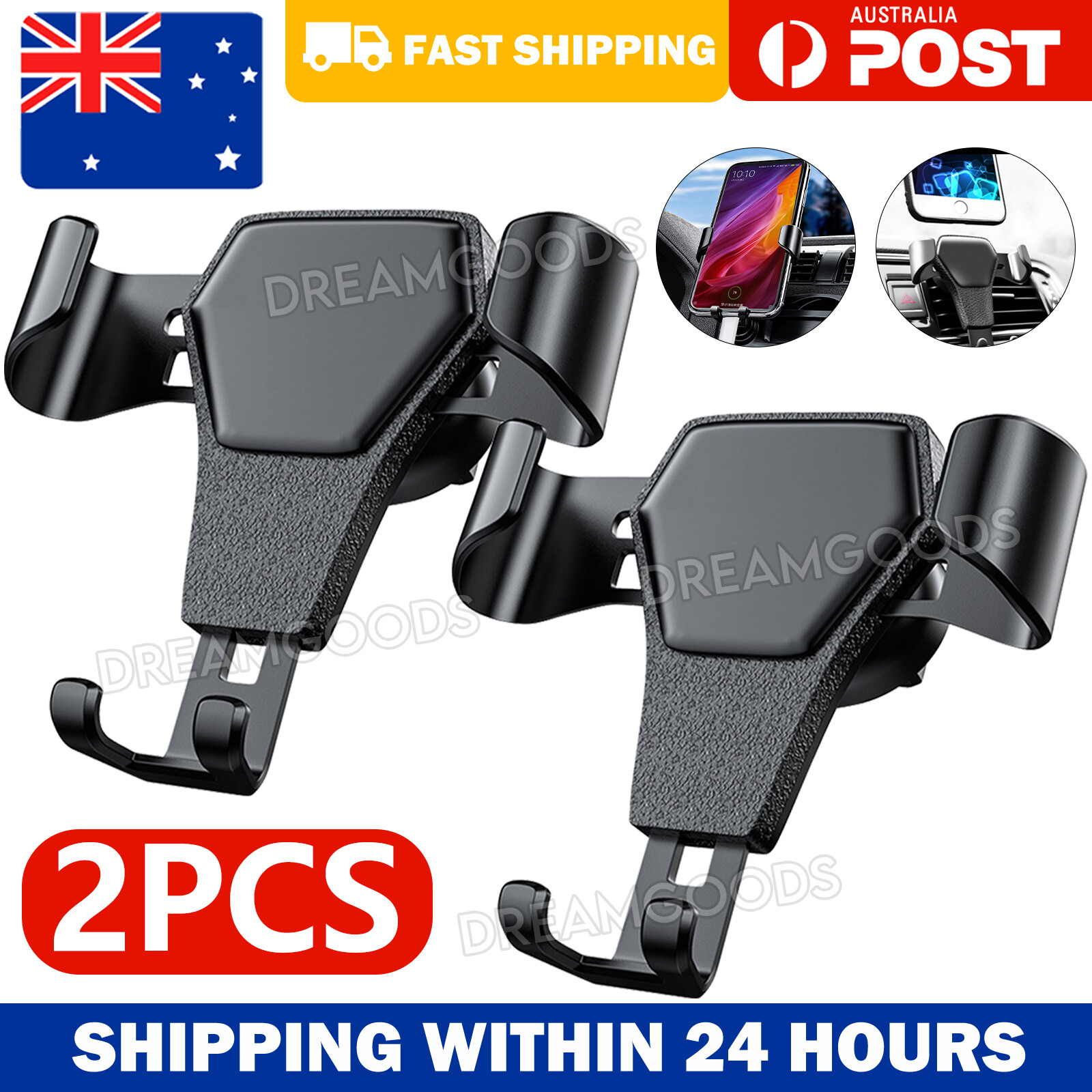 Universal Gravity Car Air Vent Holder Clip Black Adjustable Angle Mobile Phone