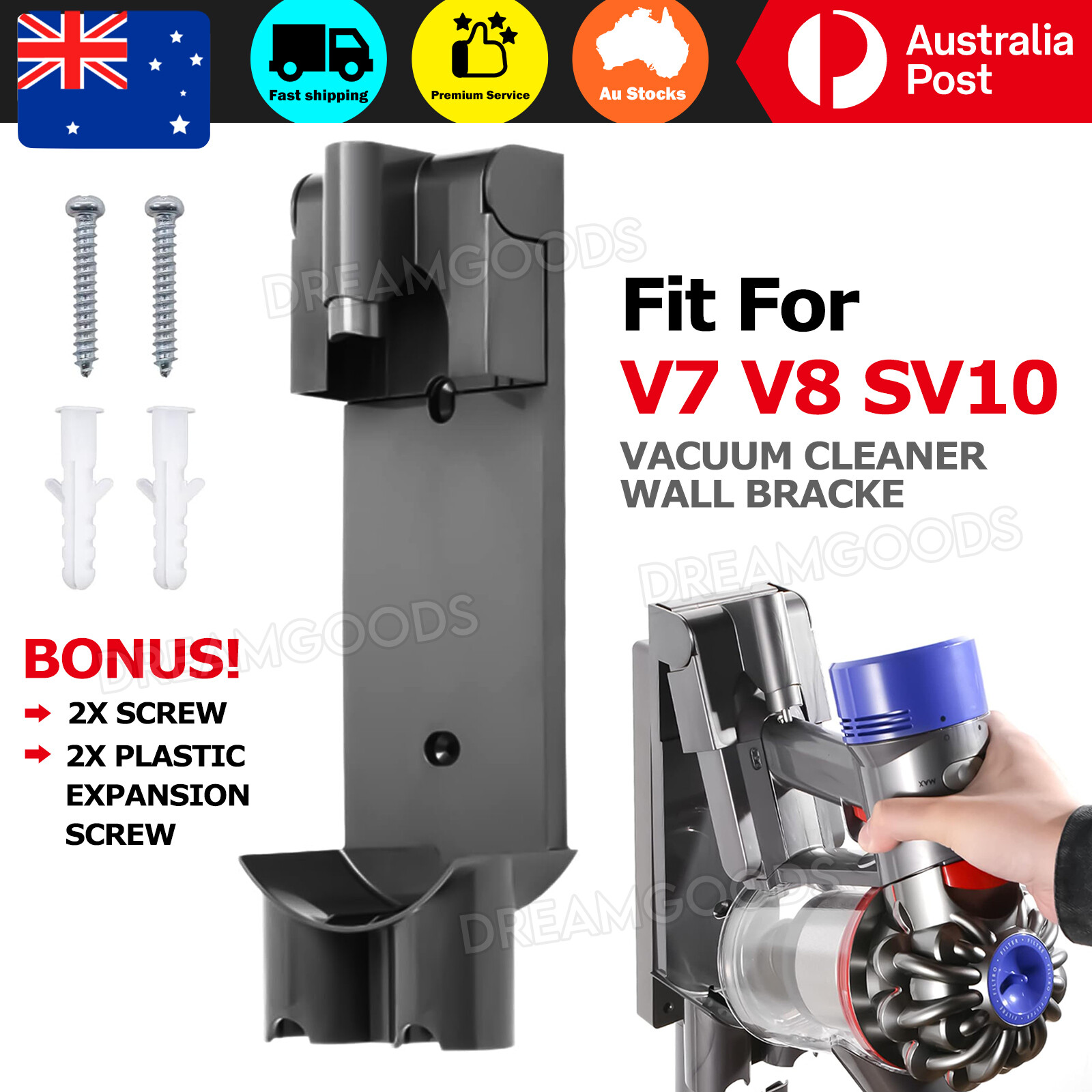 Dyson V7 V8 SV10 Wall Mount Bracket Handheld Vacuum Cleaner Docking Black Parts