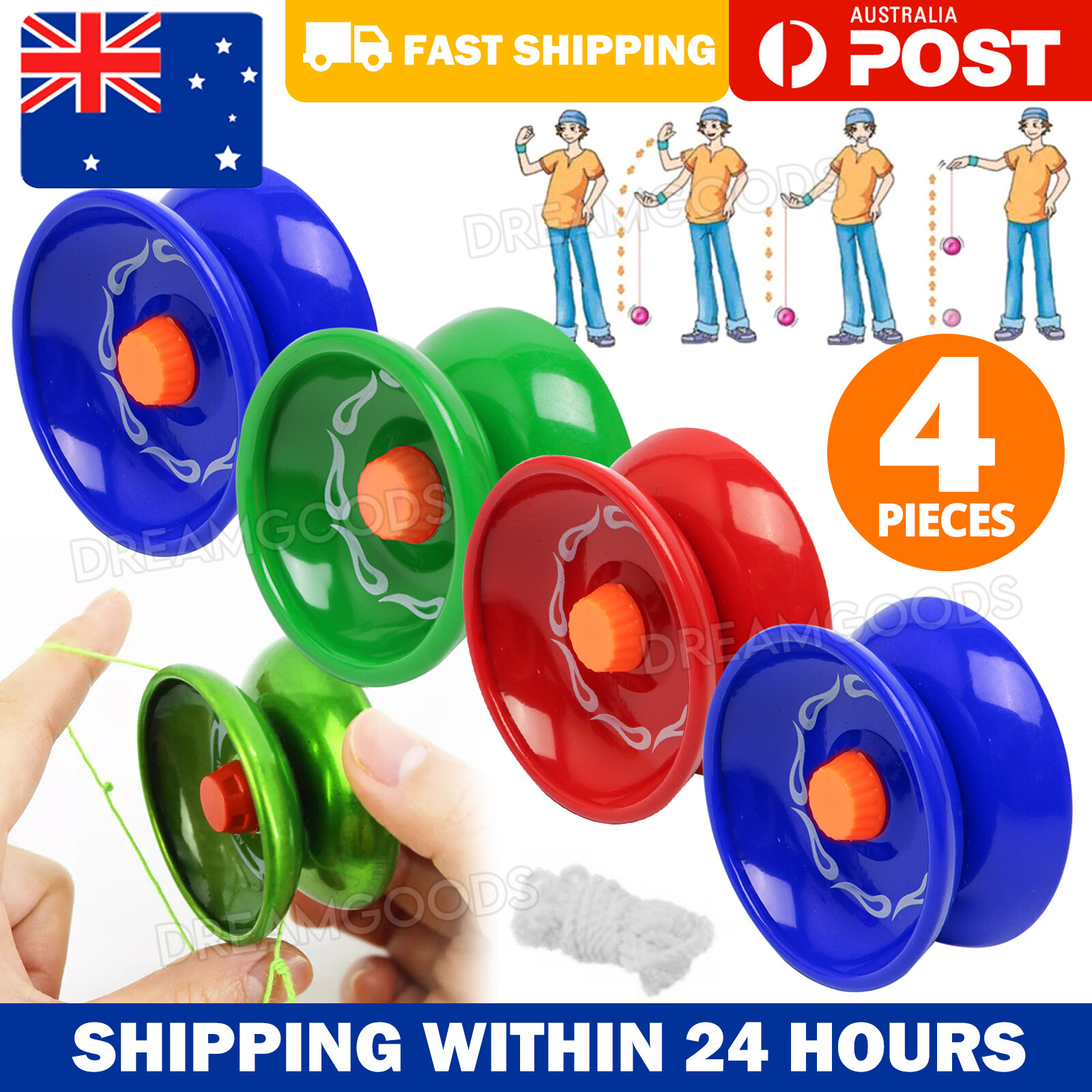 4x Aluminum Alloy YoYo Bearing Ball Kids Toy Professional Random Size Color