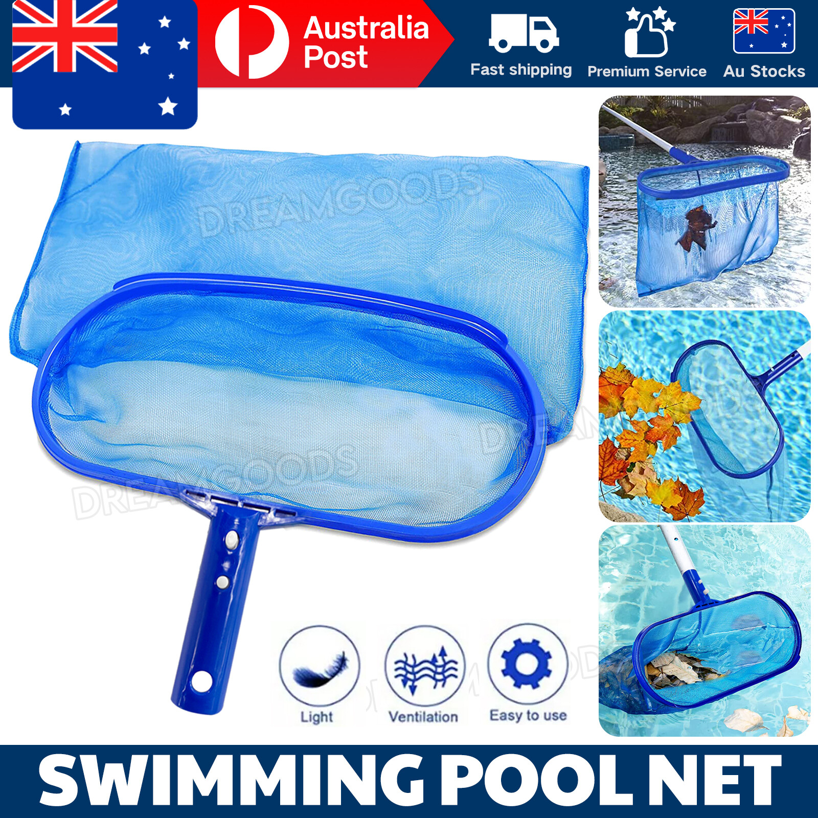 Swimming Pool Leaf Skimmer Net Blue Micro-Mesh PP Fits Standard Telescopic Pole