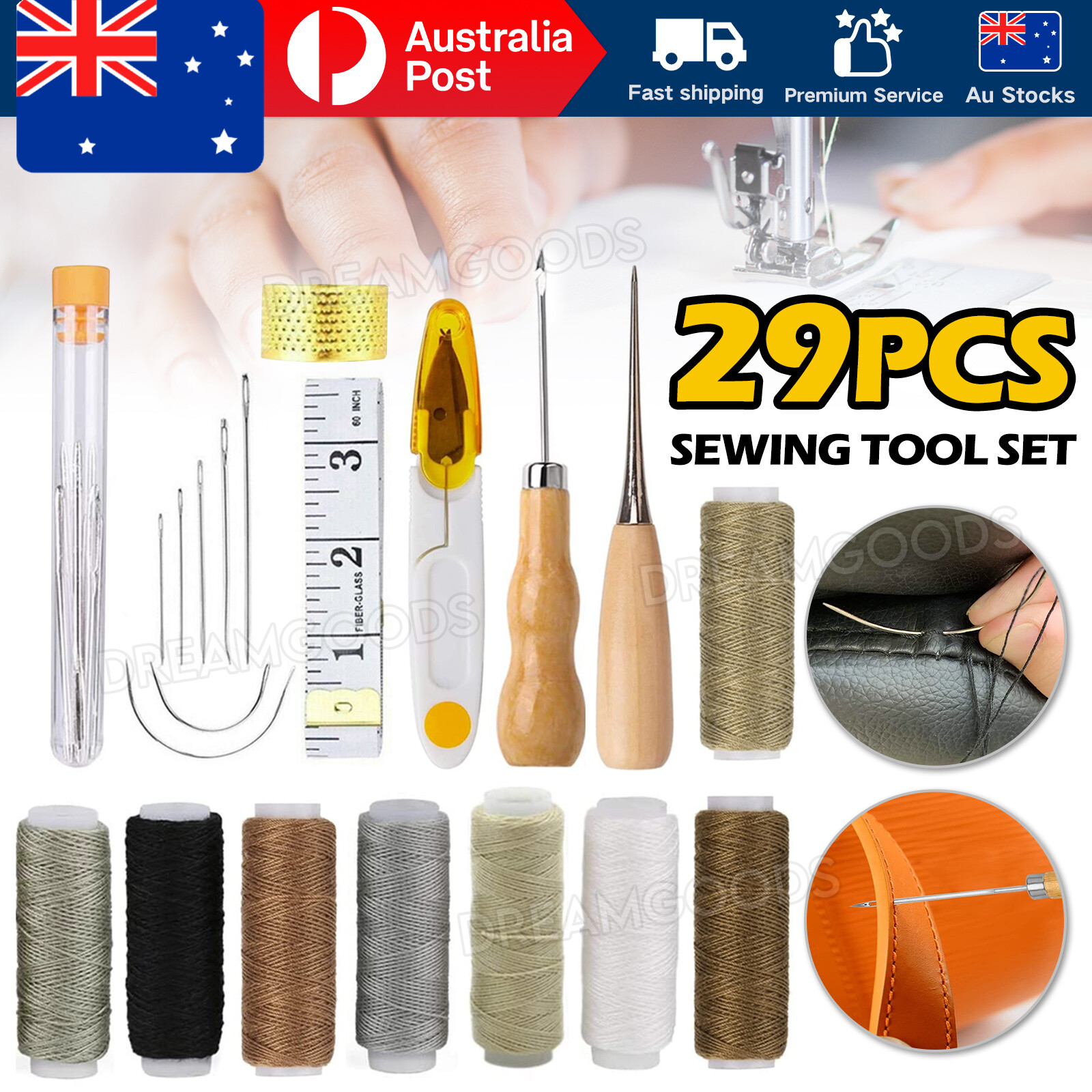 29 Pack Leather Hand Sewing Needles Upholstery Repair Curved Sharp Metal Craft