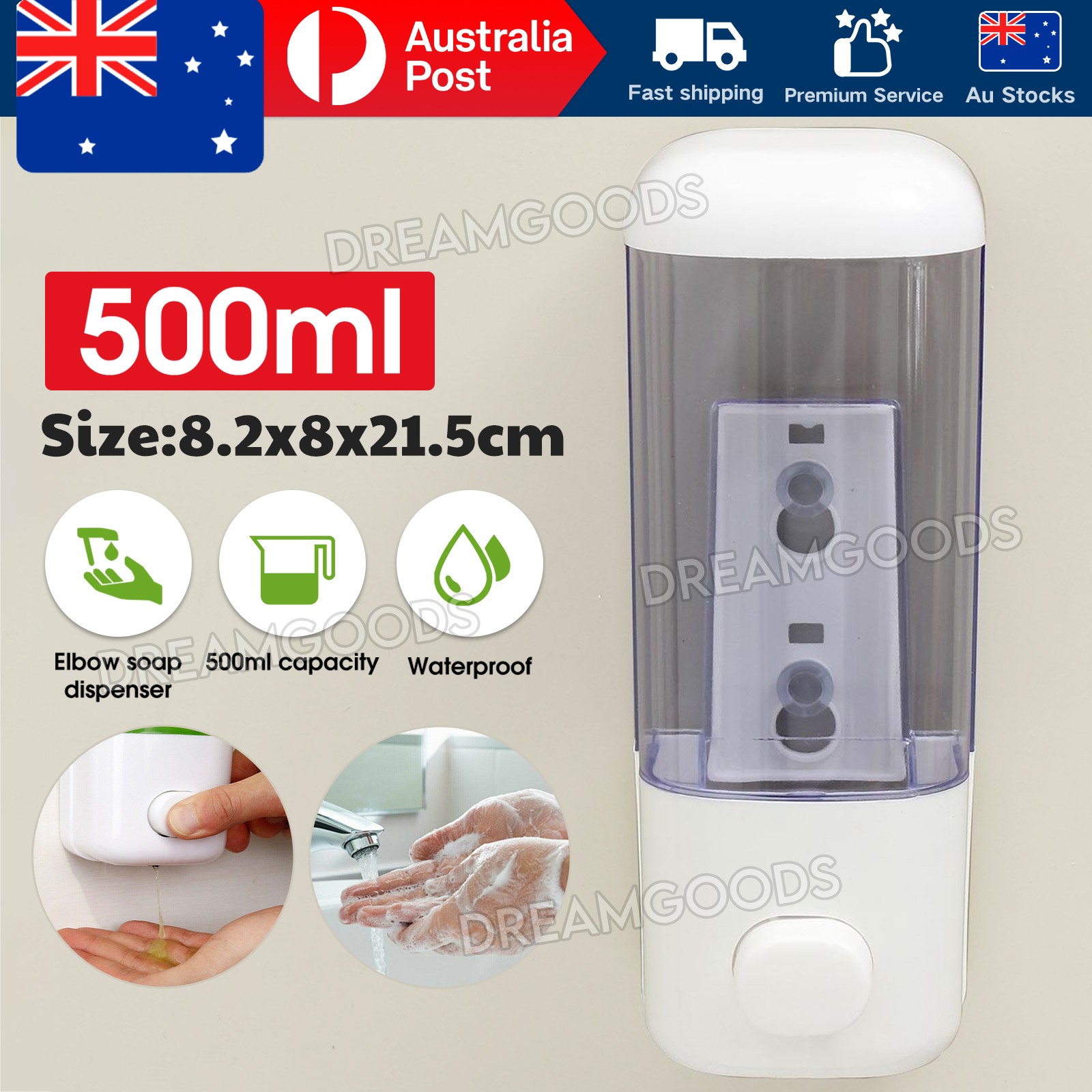500ml Wall Mounted Soap Dispenser White Bathroom Shampoo Manual Shower Liquid