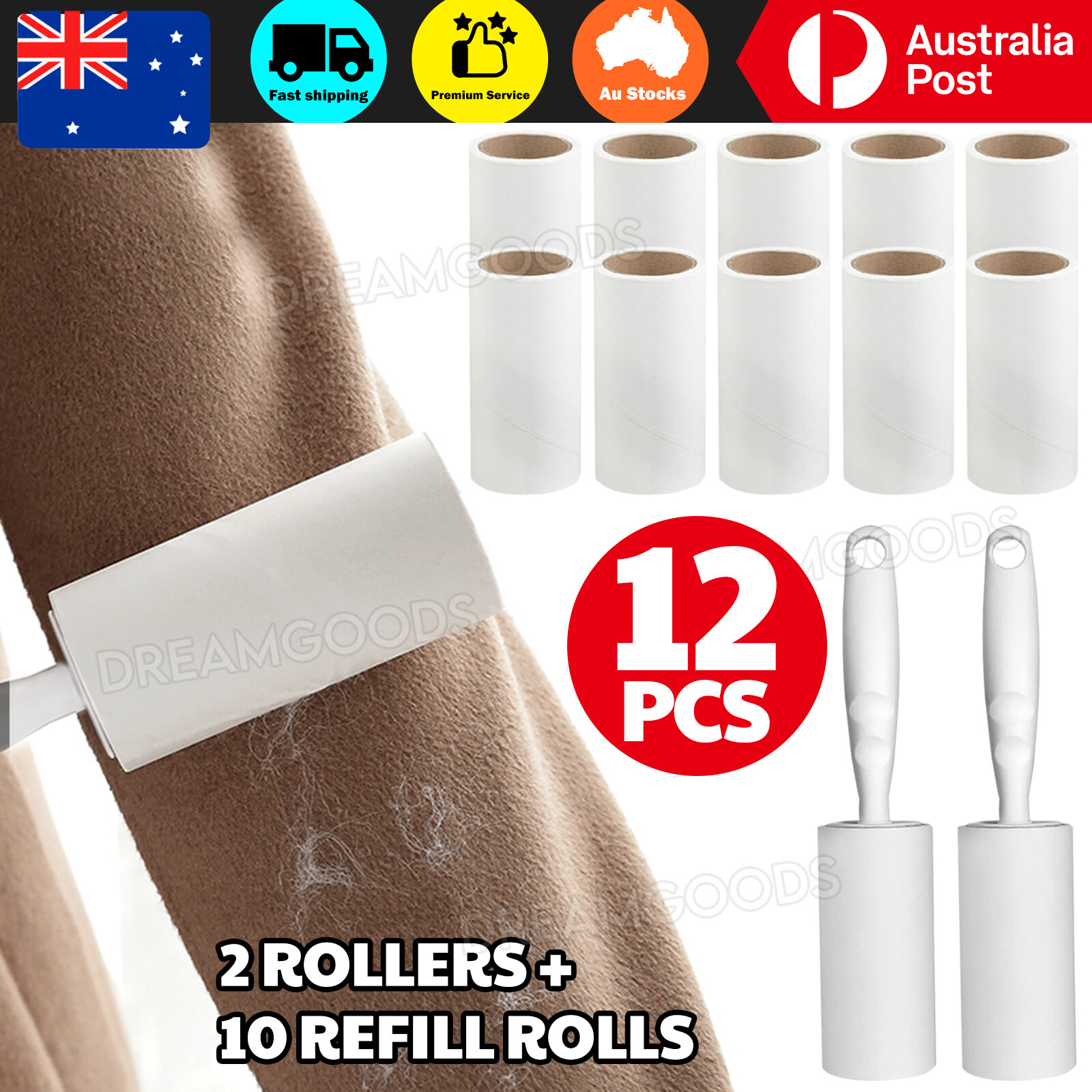Lint Roller Sticky Pet Hair Remover With Refills Clothes Sofa Dust White 10CM