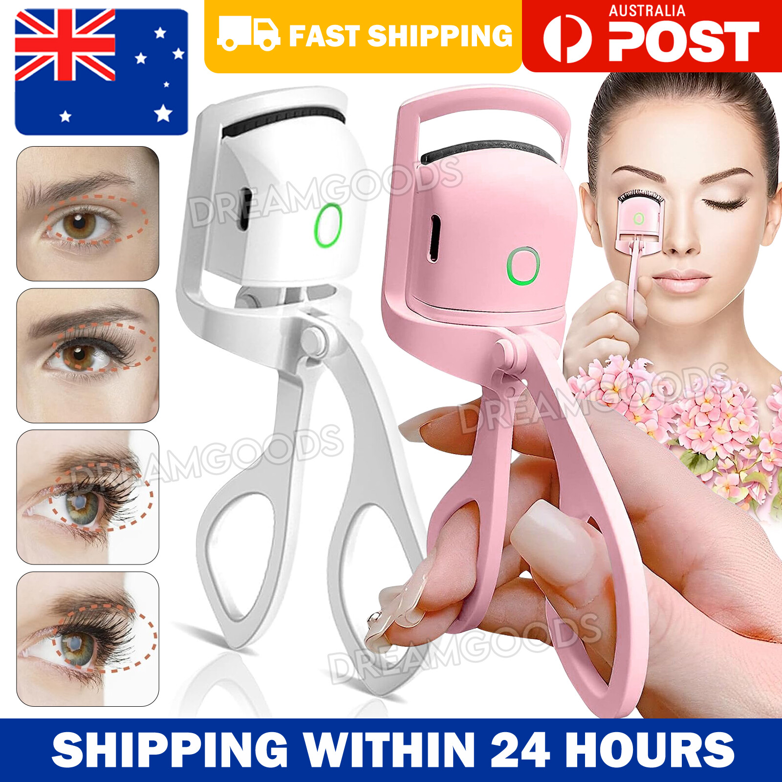 Electric Heated Eyelash Curler Type-C Rechargeable Pink Silicone Anti Scalding