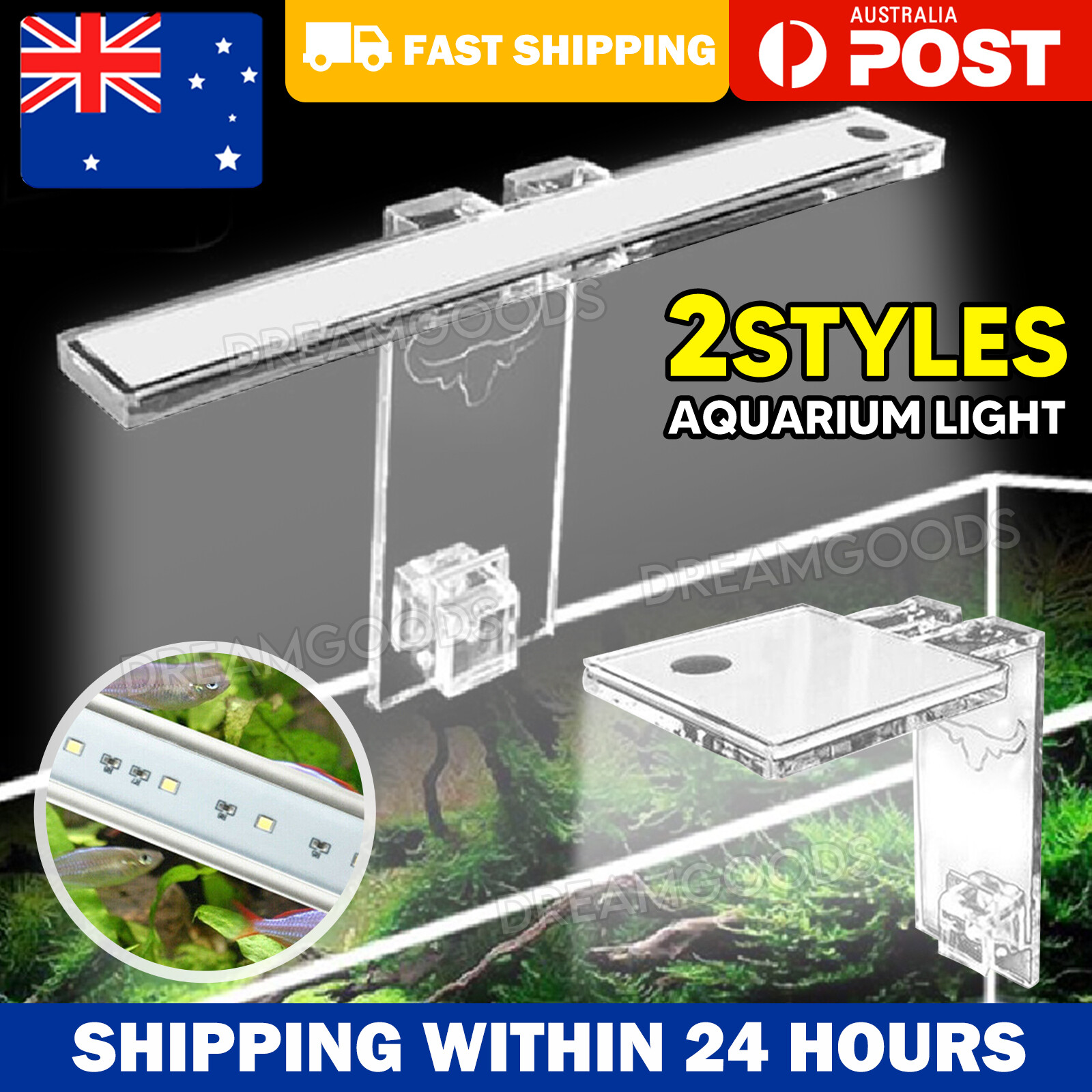 Aquarium LED Light Aqua Clip-On Bracket Ultra-thin Plant Fish Tank Transparent