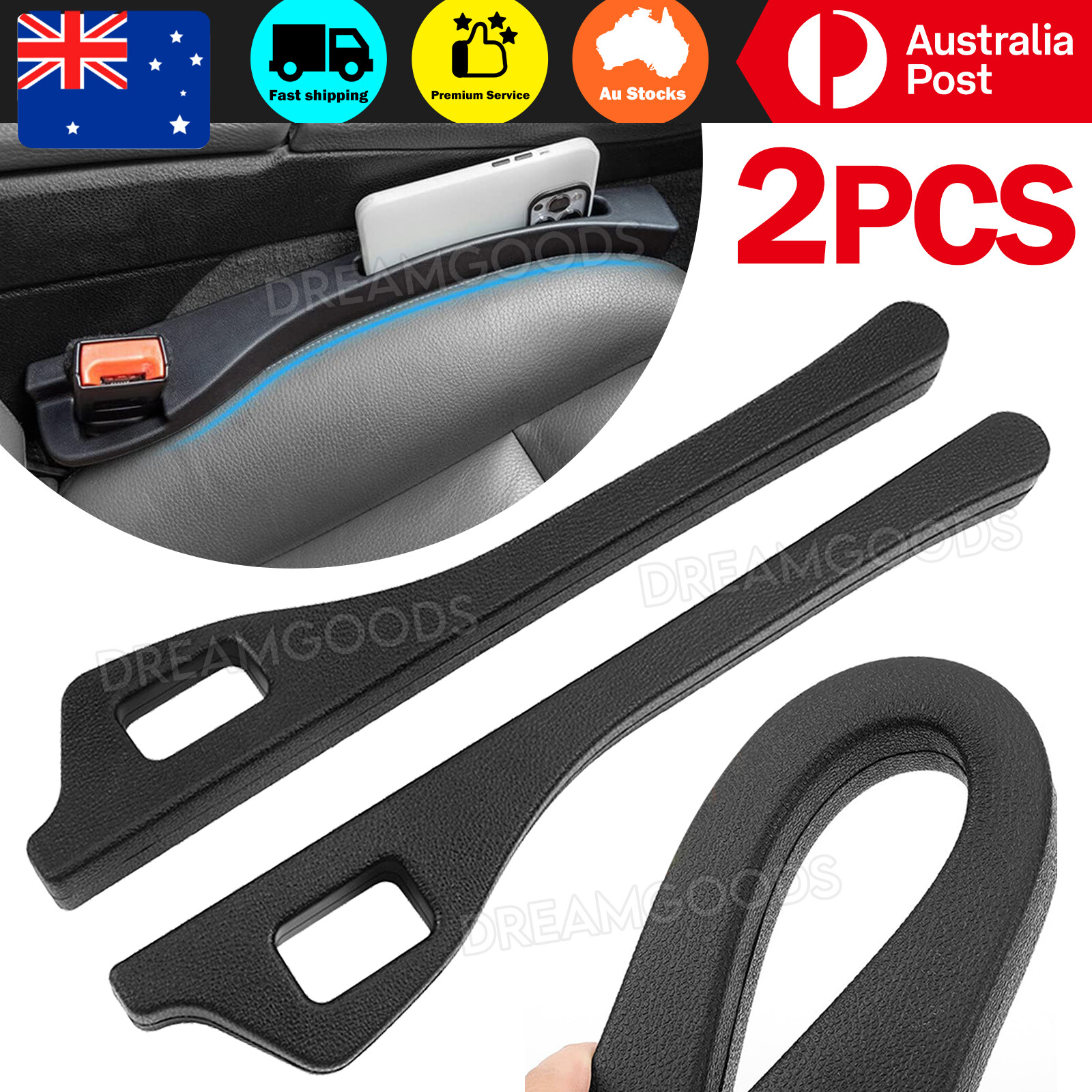 Car Seat Gap Filler Pads PU Black Universal 44.5x7.3x3.4CM Soft and safe Pair