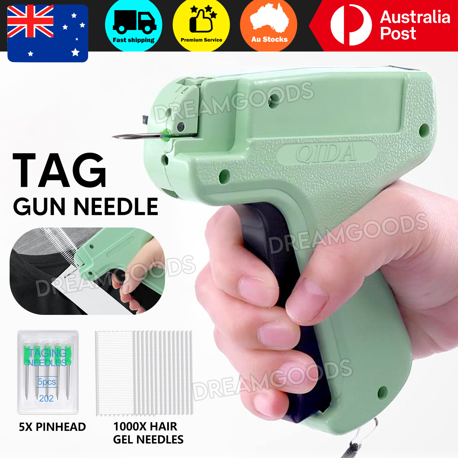 Green Plastic Garment Price Label Tagging Gun Machine 5 1000 Glue Needles