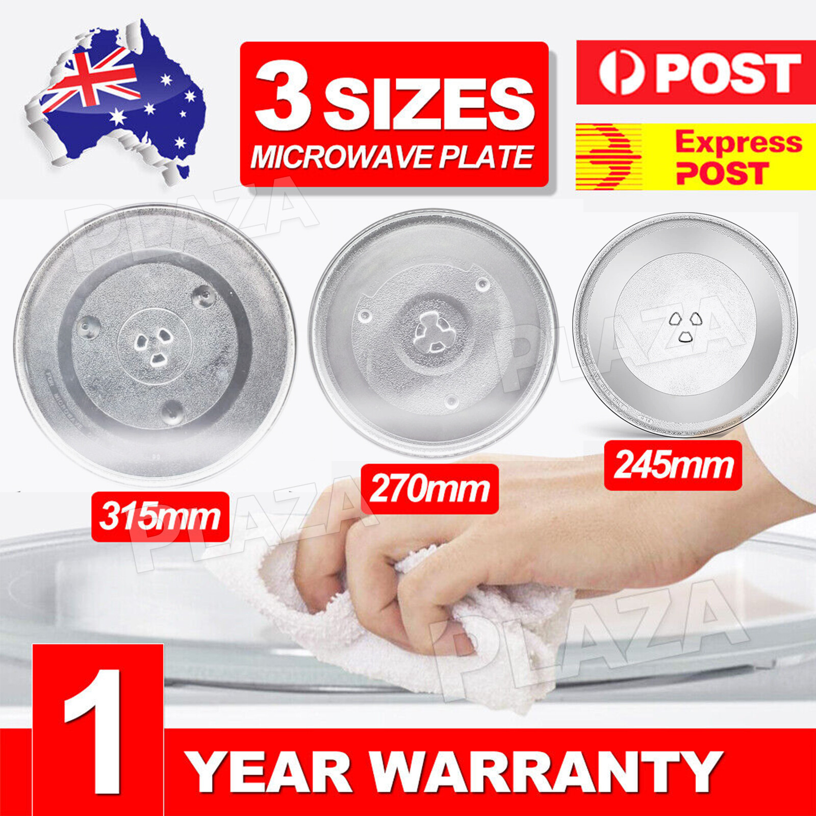 Microwave Oven Glass Turntable Plate 245/270/315mm Y-shaped bottom round bracket