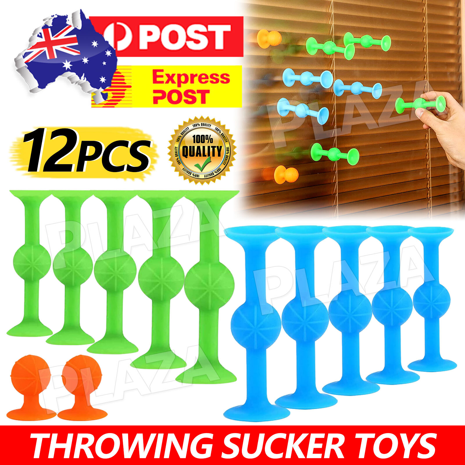12pcs Silicone Sucker Darts Throwing Game Sticky Toy 7.5cm Blue Green Orange