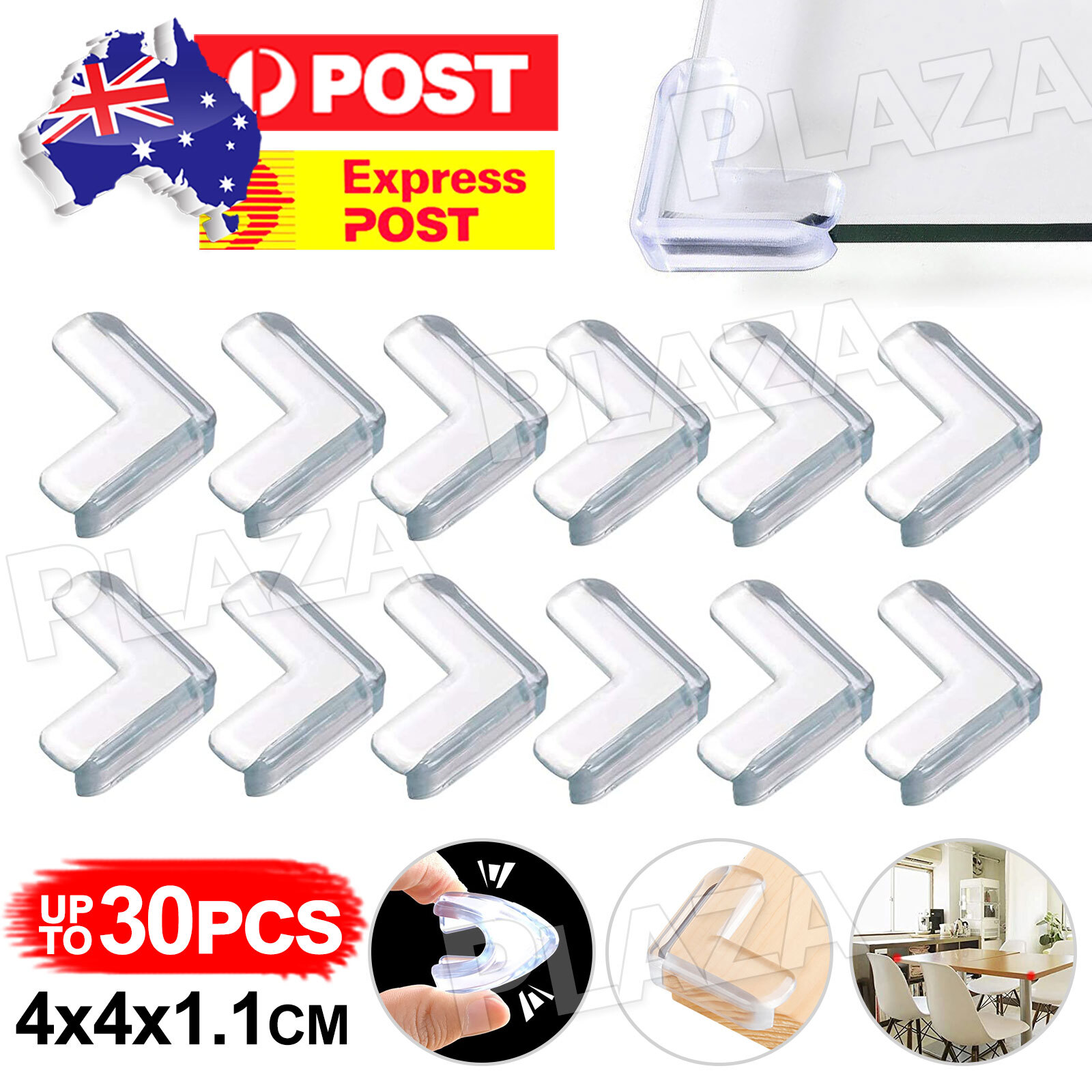5pcs Clear Furniture Corner Protectors Baby Safety PVC GEL 4x4x1.1CM YES/3M tape