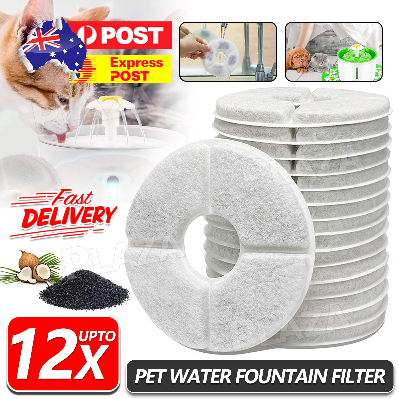 6PCS Cat Water Fountain Filters Activated Carbon White 127mm 38mm Pet Dog HOMMI