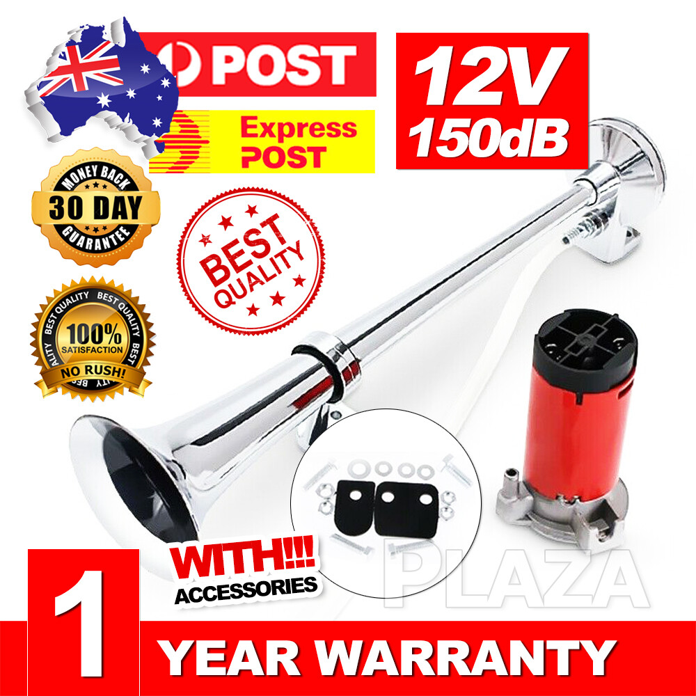 150db 12V Single Trumpet Air Horn Kit Compressor Chrome Plated 430mm Car Truck