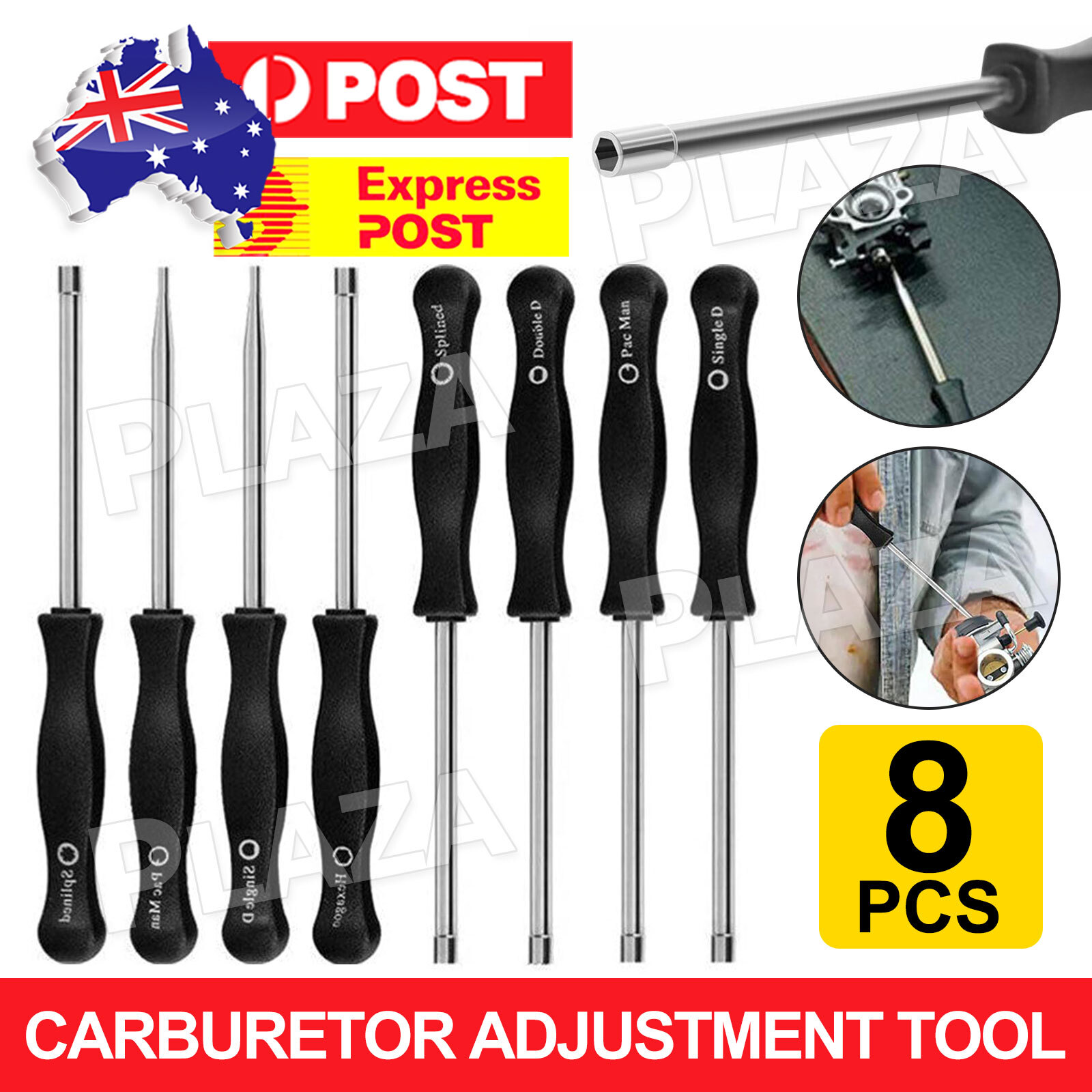 8pcs Carburetor Adjustment Tool Screwdriver Kit 15.5x1.5CM Husqvarna Ryobi Black