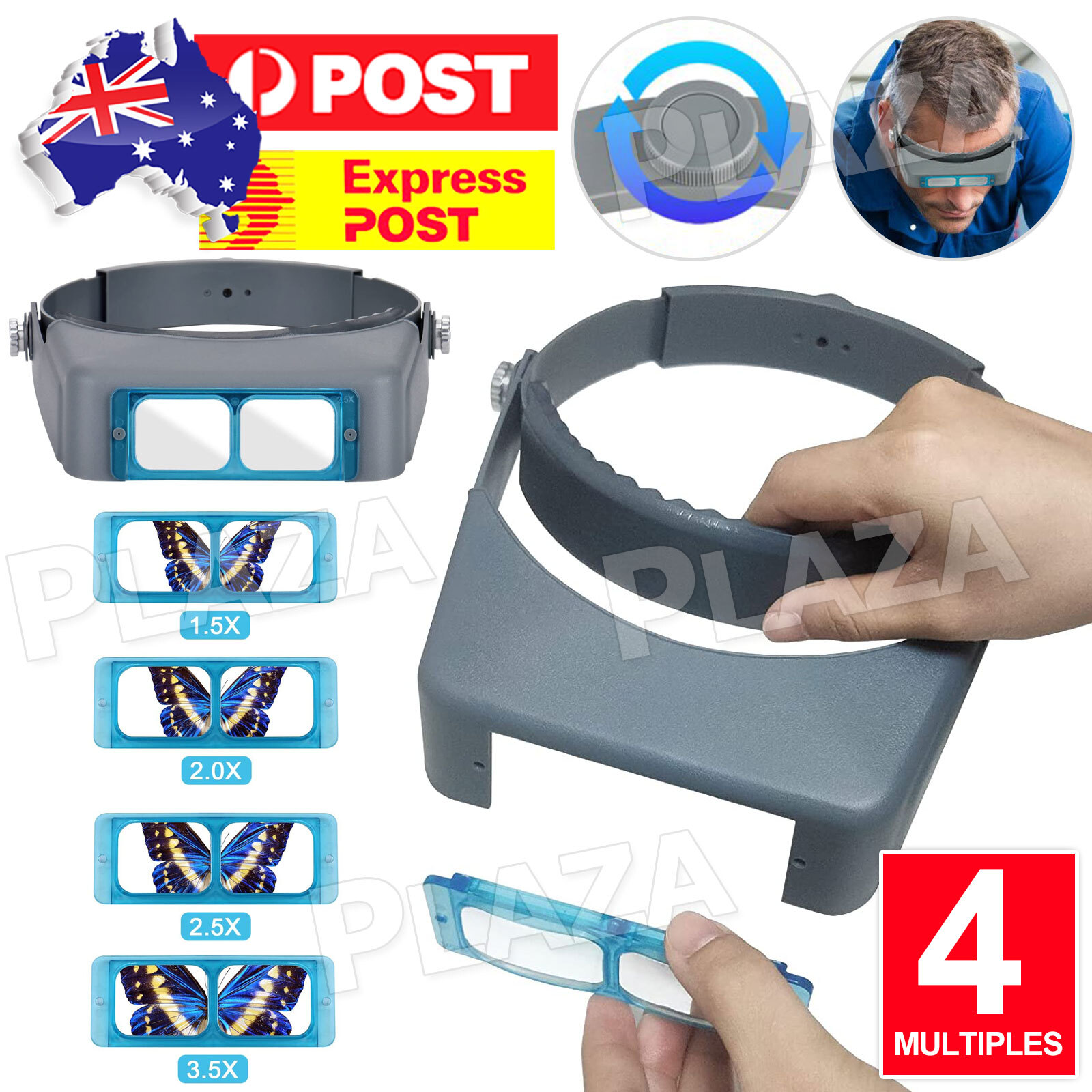 Unbrand Headband Magnifier Interchangeable Optical Glass Lenses 1.5 2.0 2.5 3.5