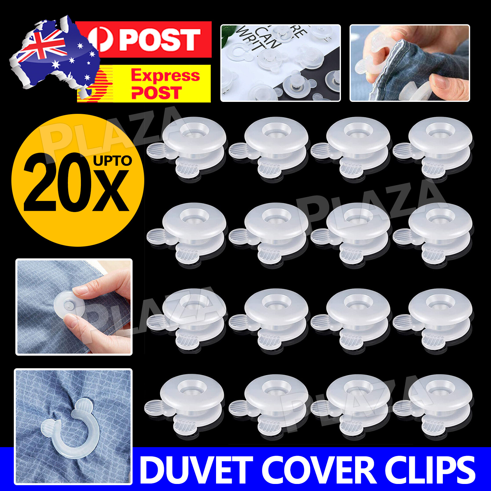 4PCS Duvet Cover Clips Clear Plastic snap-on Quilt Fasteners Comforter Gripper