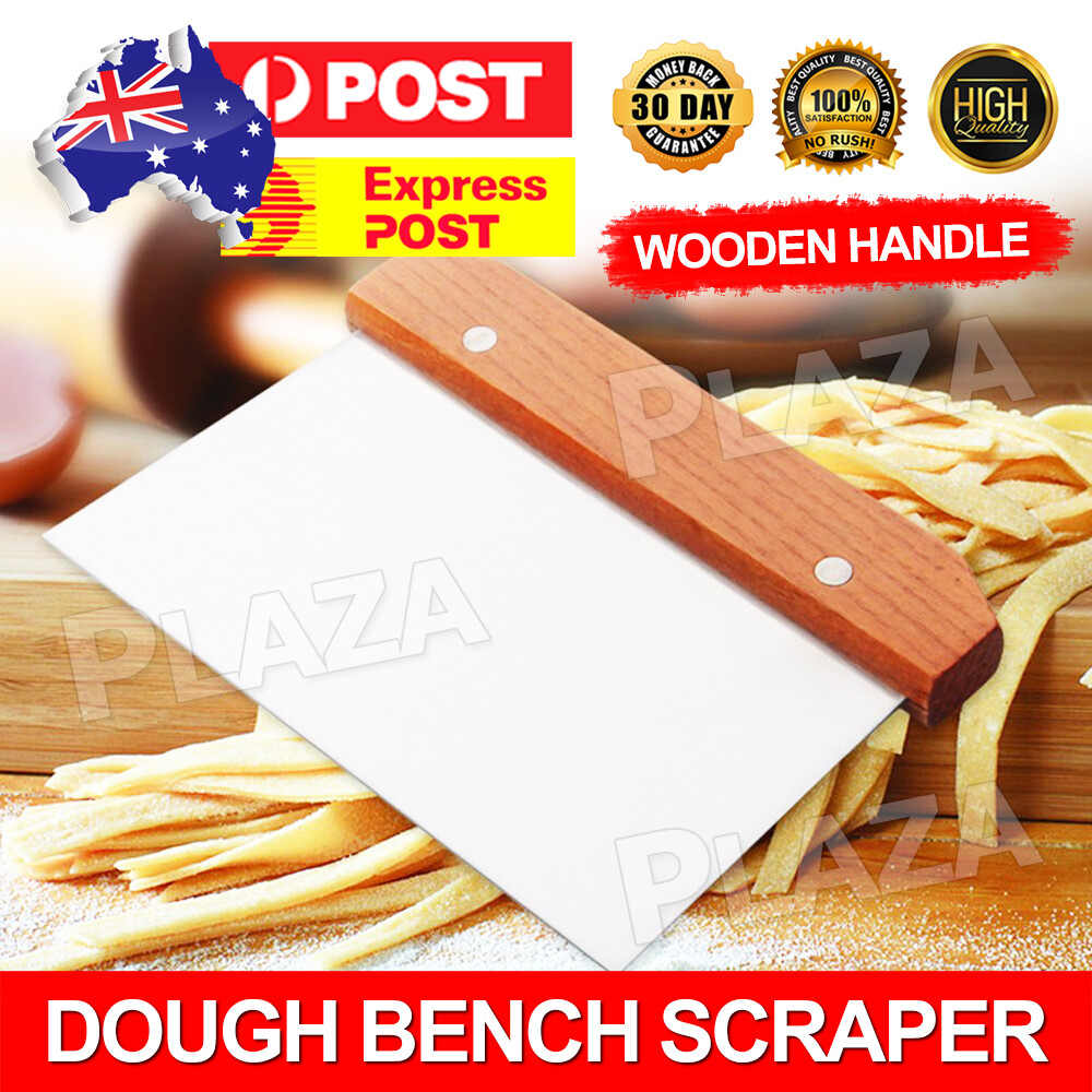 Stainless Steel Dough Bench Scraper Wooden Handle Pastry Cutter Cake Slicer