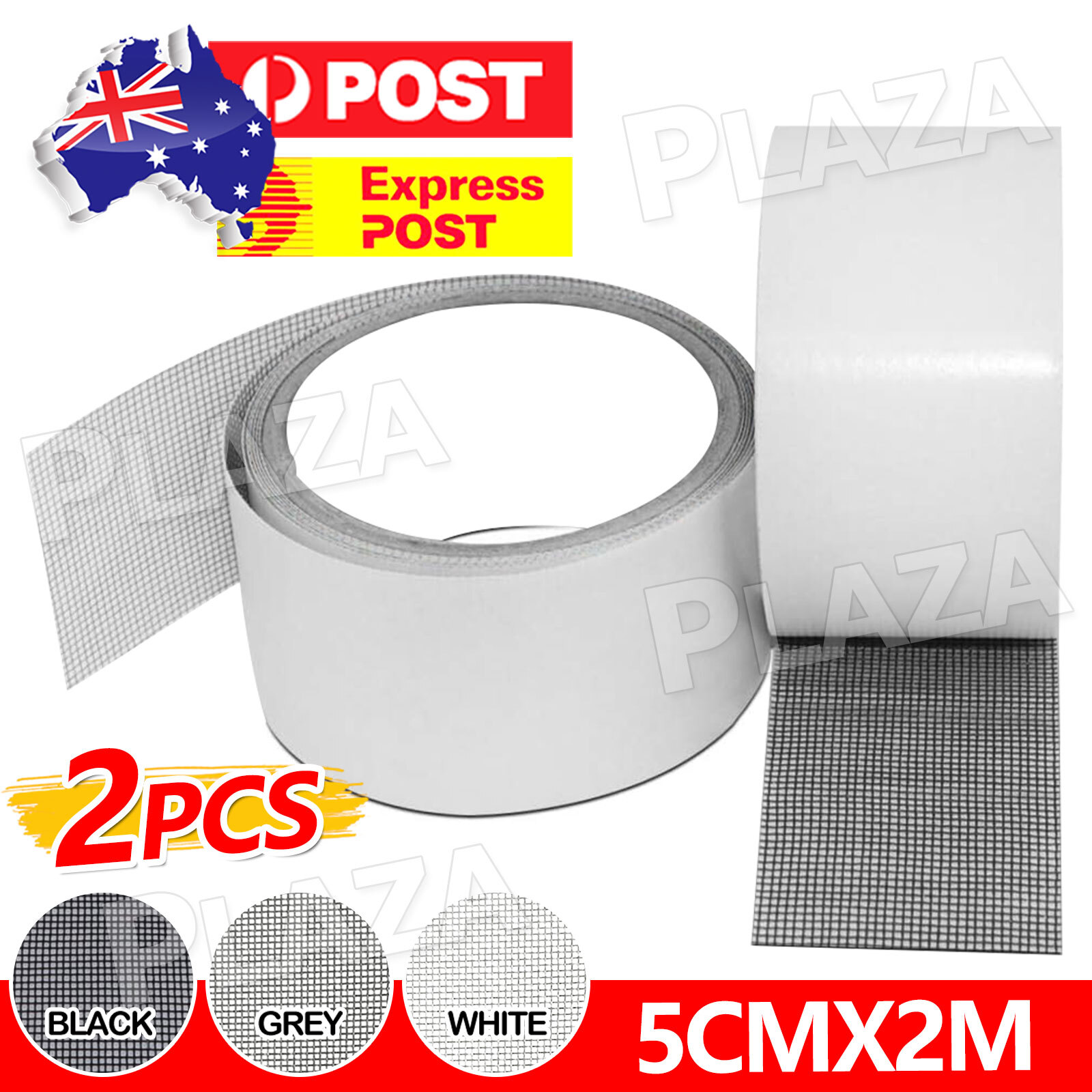 2PCS Window Door Screen Repair Tape 5CMx2M Adhesive Fiberglass Mesh Black Tent