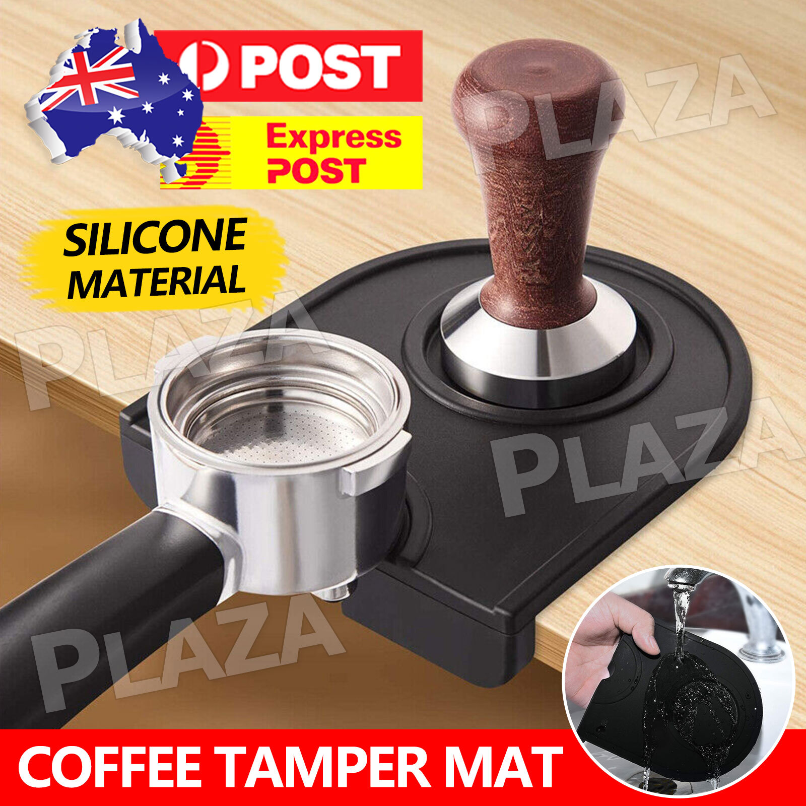 Coffee Tamper Silicone Mat Anti-slip Holder Black 14x12.5x3CM Dishwasher Safe