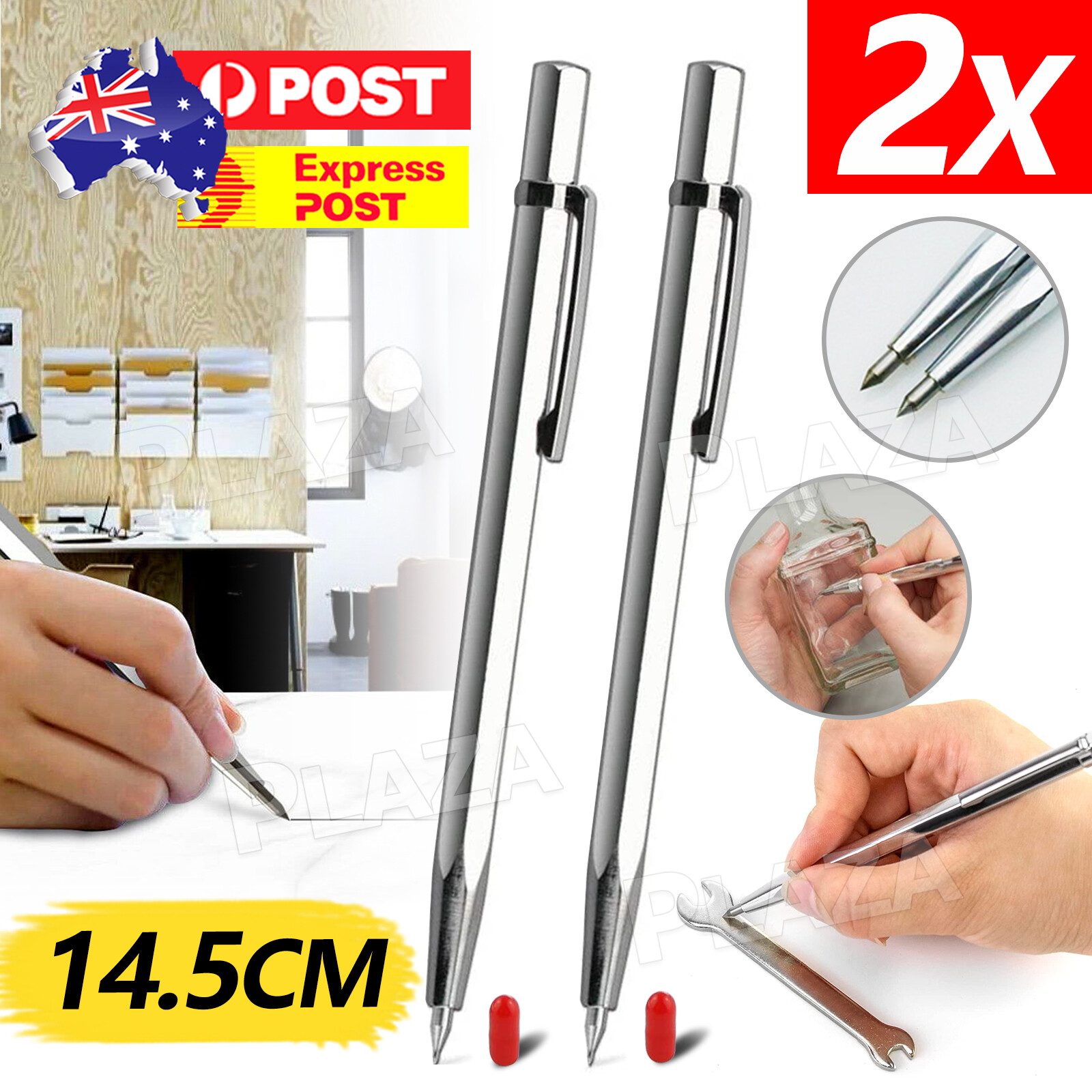 2PCS Tungsten Carbide Scriber Pen 14.5CM Steel Tip Silver Marker Hardened Steel