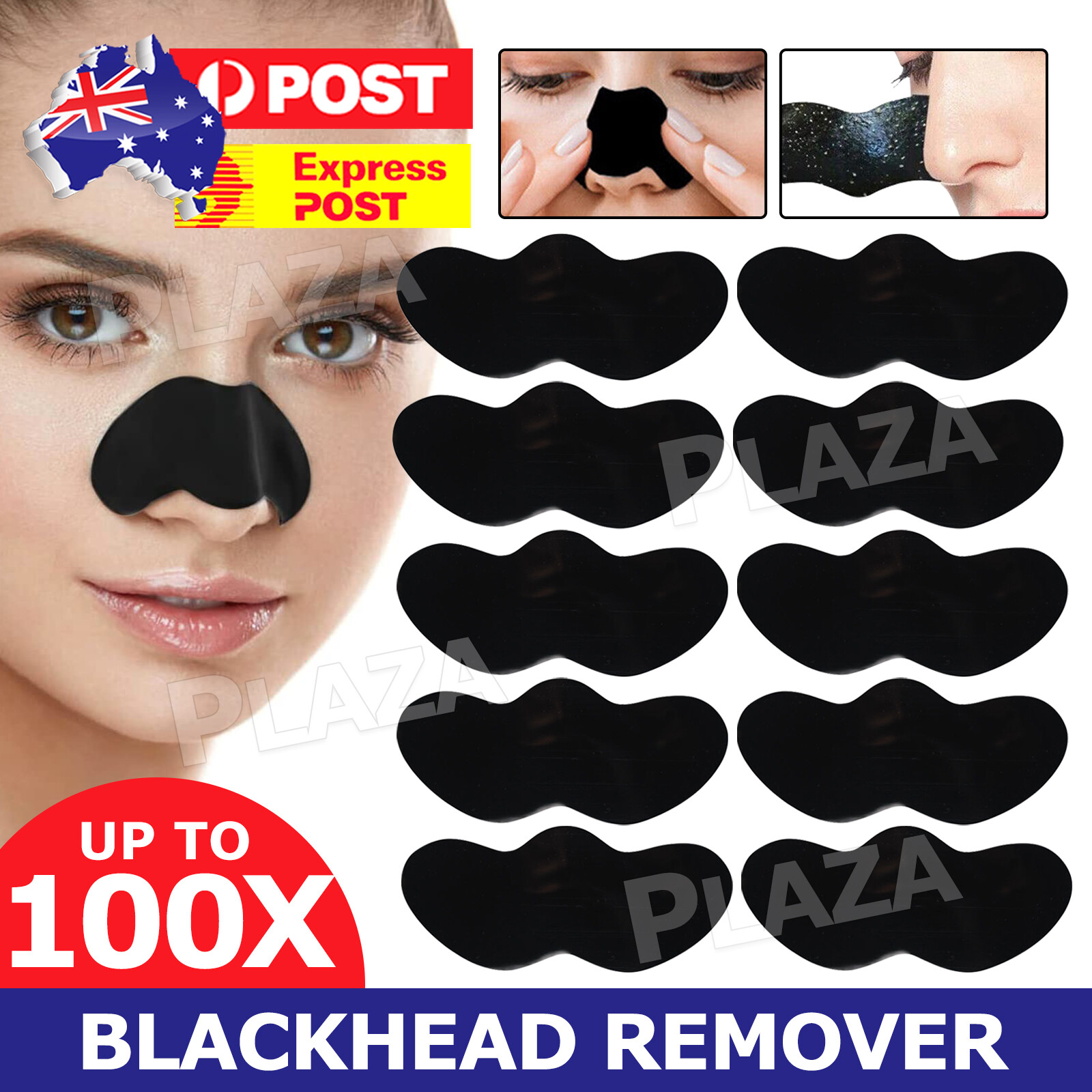 50x Charcoal Blackhead Remover Nose Strips Face Mask Acne Pore Cleansing 10pcs