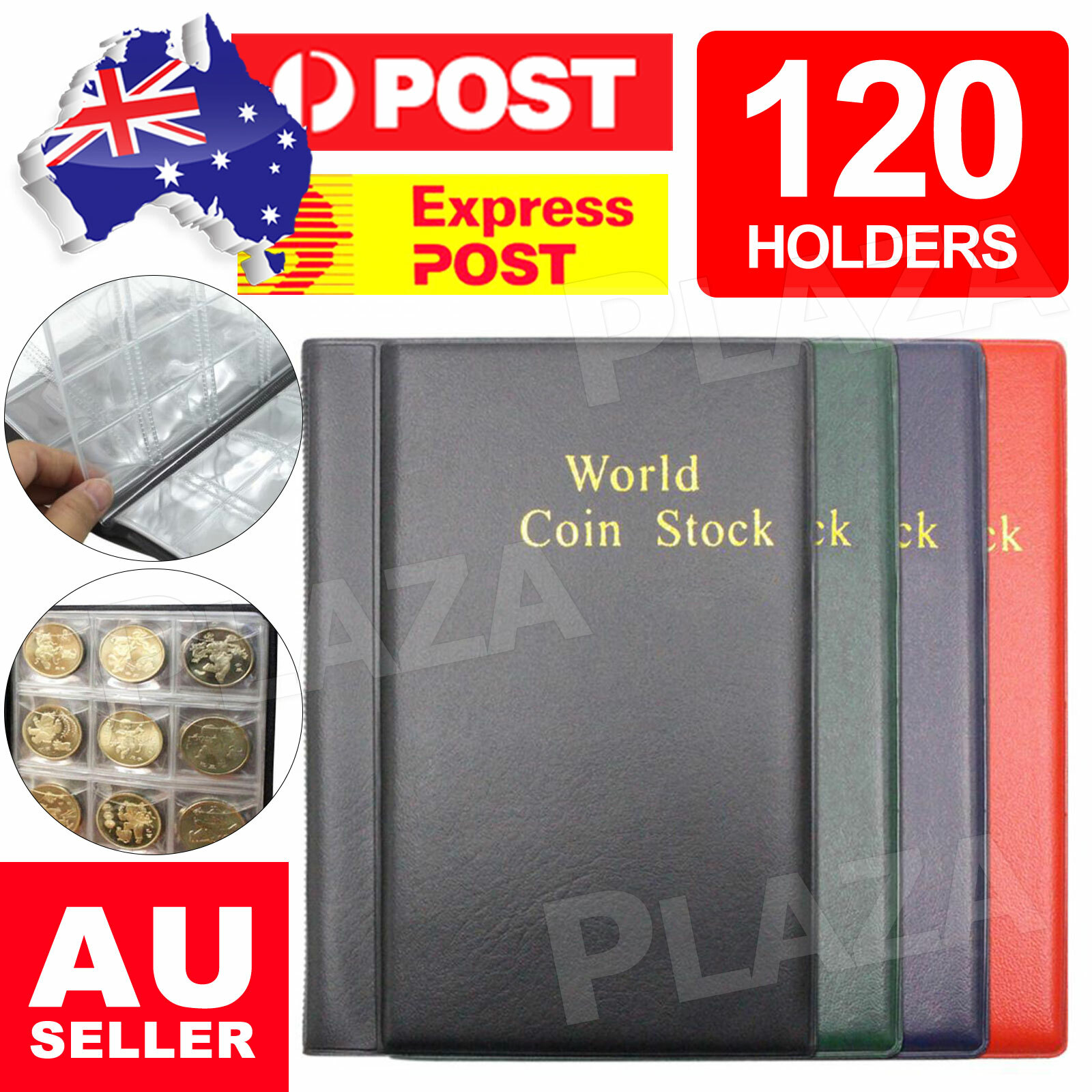 120 Coin Holders Collection Storage Album Book 10 Pages 12 Coins Plastic 15.5