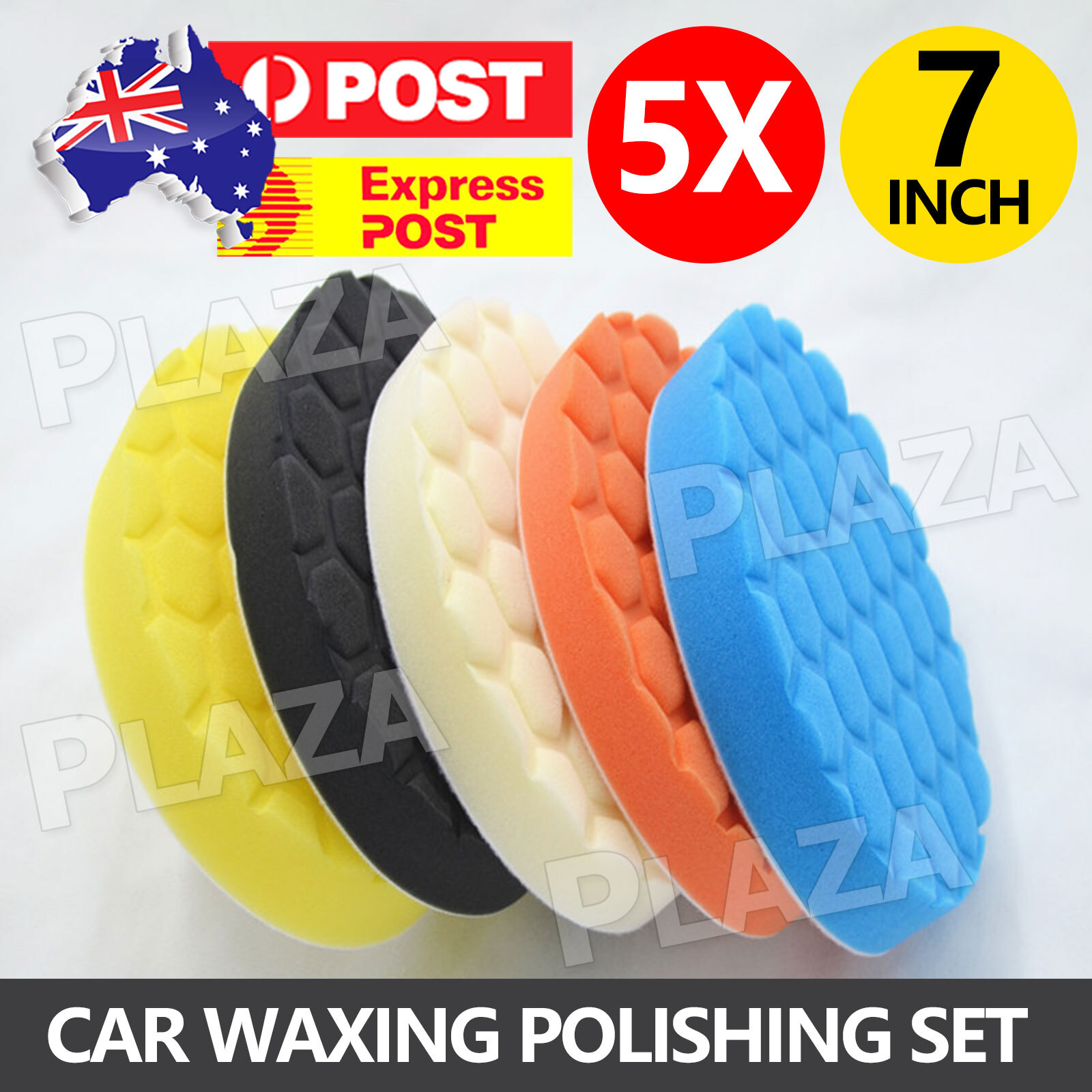 5PCS 7inch 180mm Sponge Buffing Polishing Pads Waxing Set Car Polisher Drill Kit