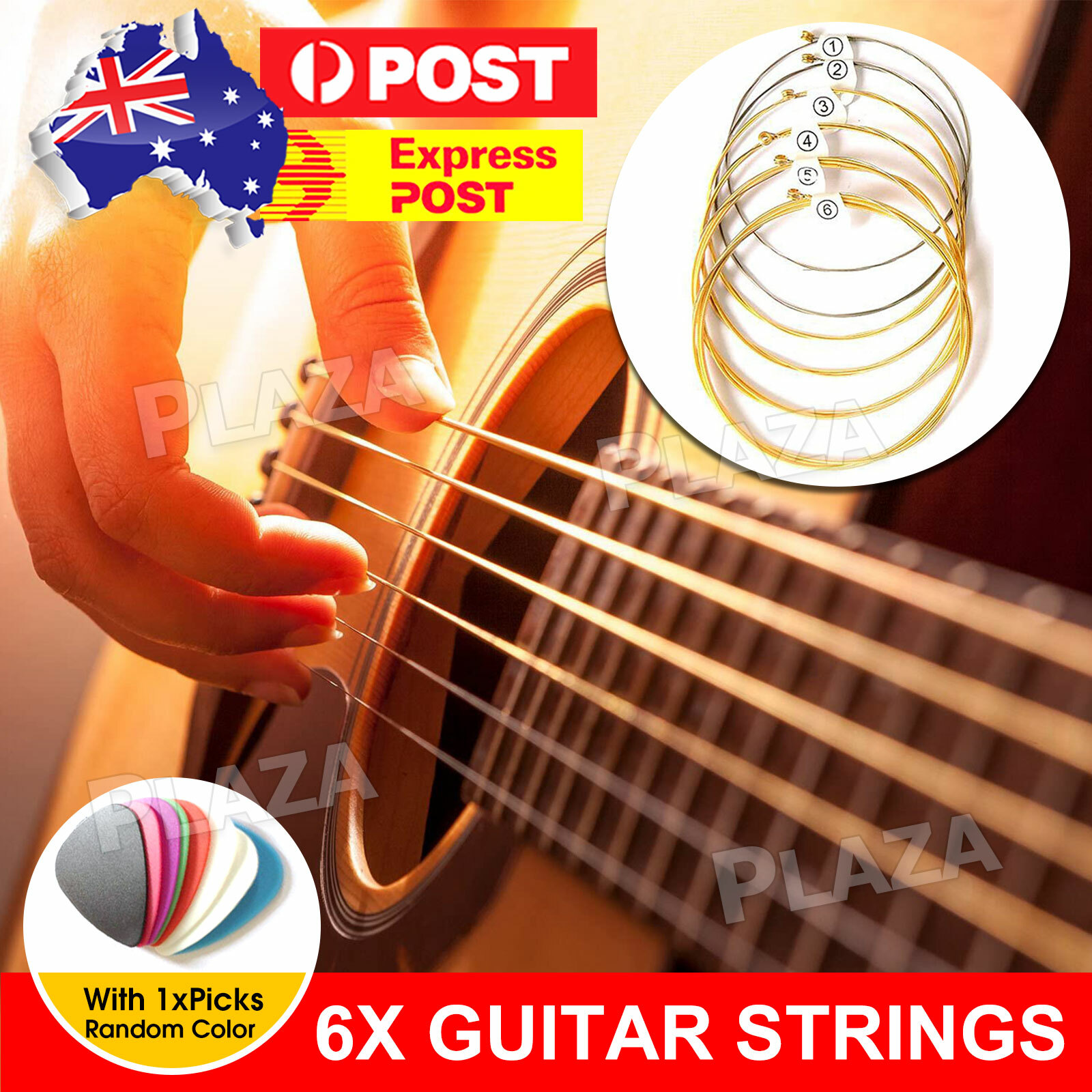 Acoustic Music Guitar Strings Steel Premium Light Universal 6 Pcs Copper Alloy