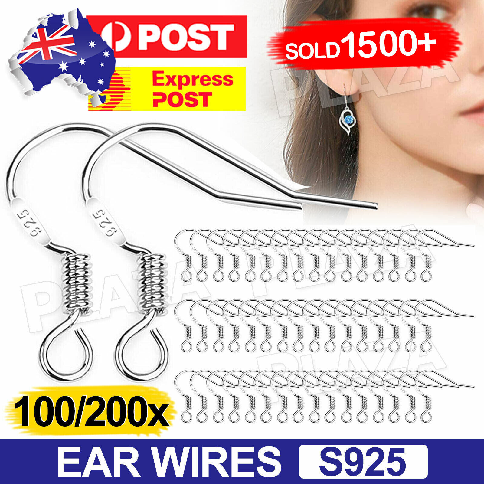 100pcs 925 Sterling Silver Earring Hooks Hypoallergenic Ear Wire DIY Earrings