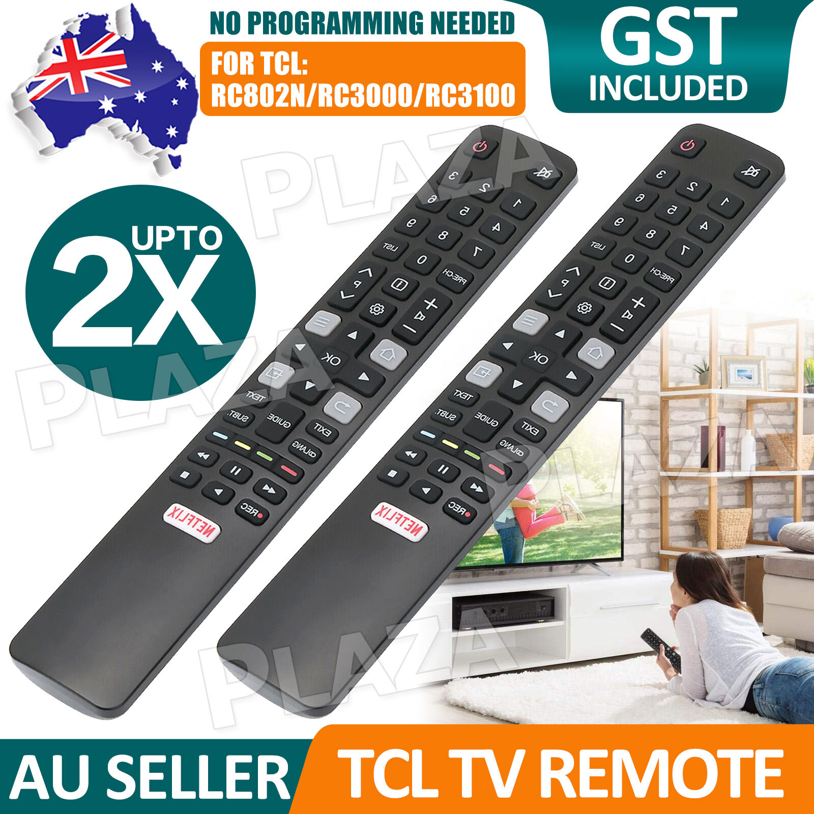 TCL TV Remote RC802N/RC3000/RC3100 Infrared 10m Black For 4K Smart LCD/LED PC