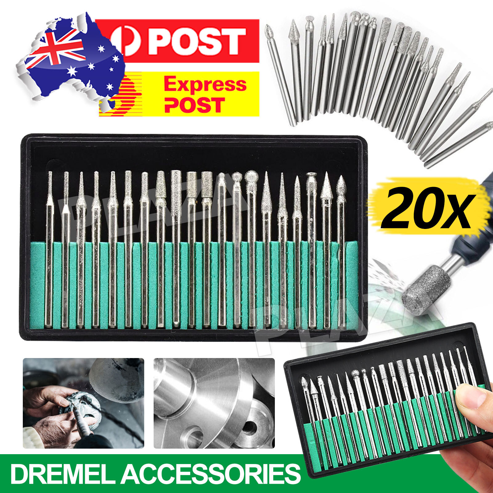 20Pcs Tungsten Steel Carbide Rotary Burrs Set For Dremel Tool 45x2.8MM Silver