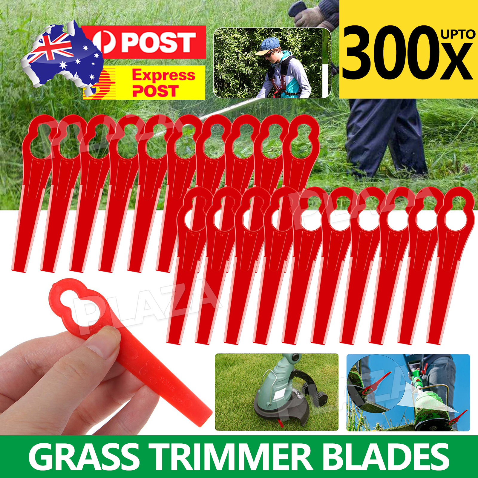 Plastic Grass Trimmer Blades 10PCS Red For Ozito Kuller Bosh Garden Lawn Corded