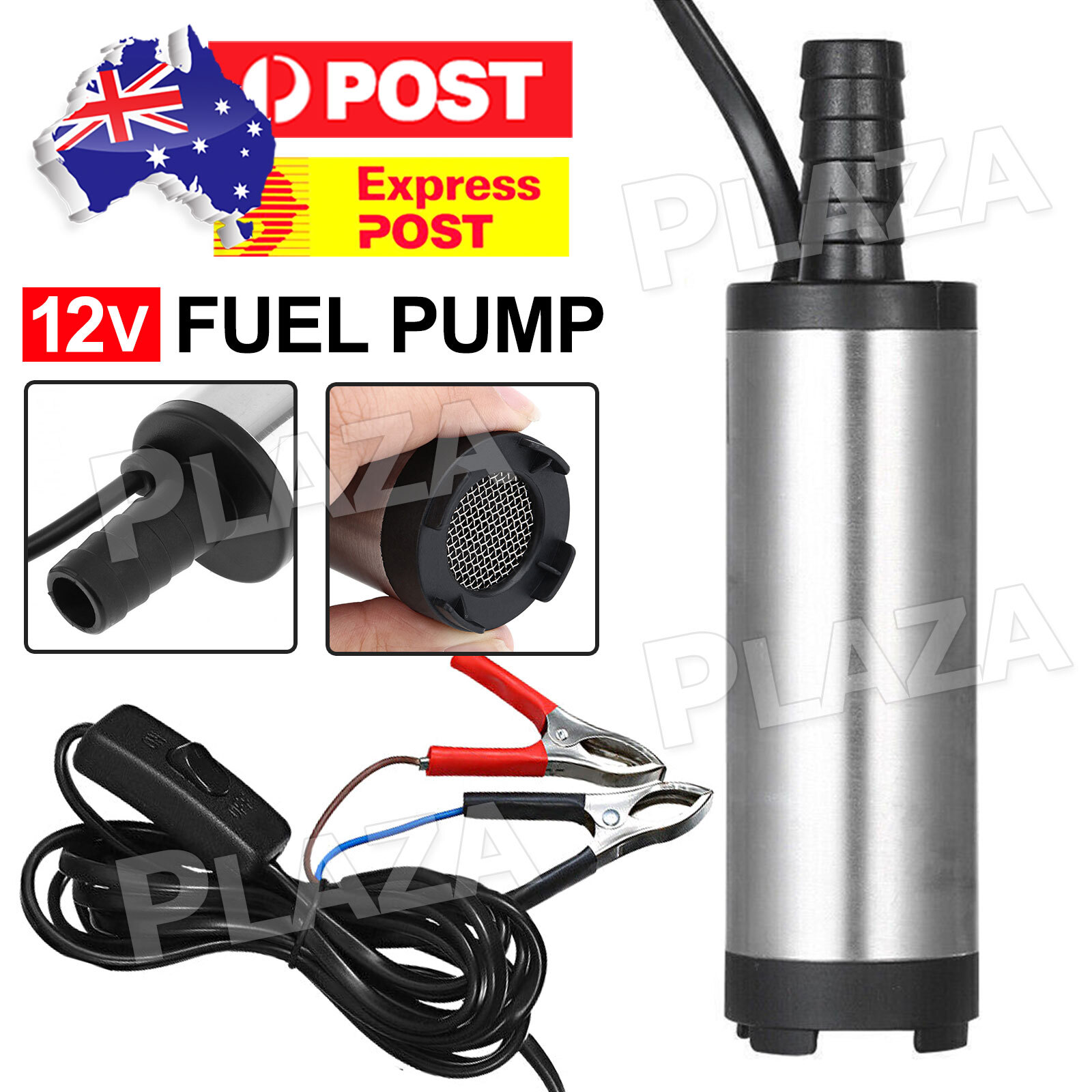 12V Submersible Diesel Transfer Pump Stainless Steel 12L/min 40W 3m Wire Silver