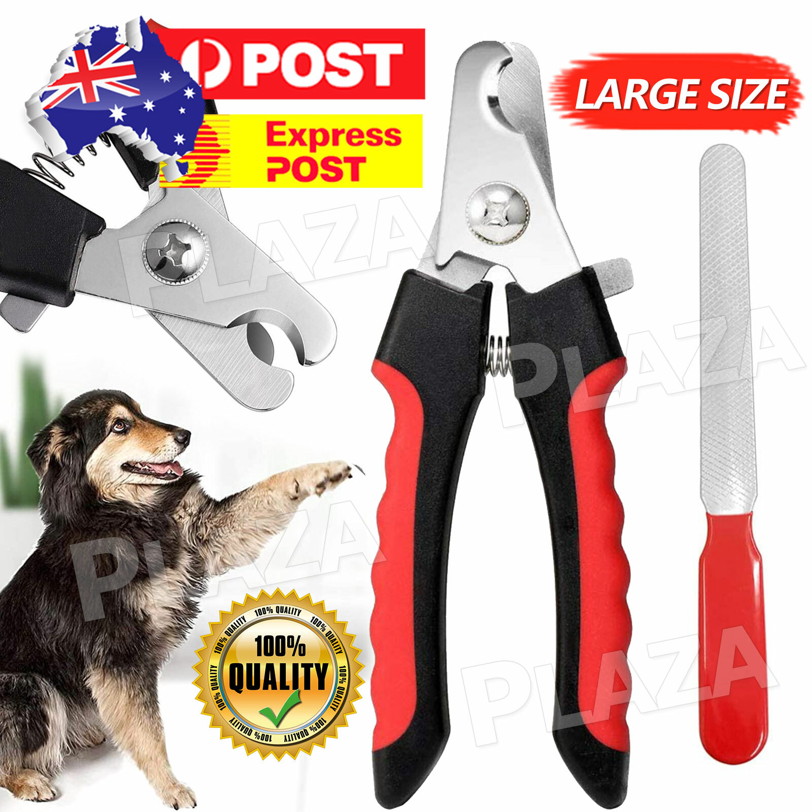 Pet Dog Cat Clippers Professional Stainless steel Lock Nail File Black/Red Size