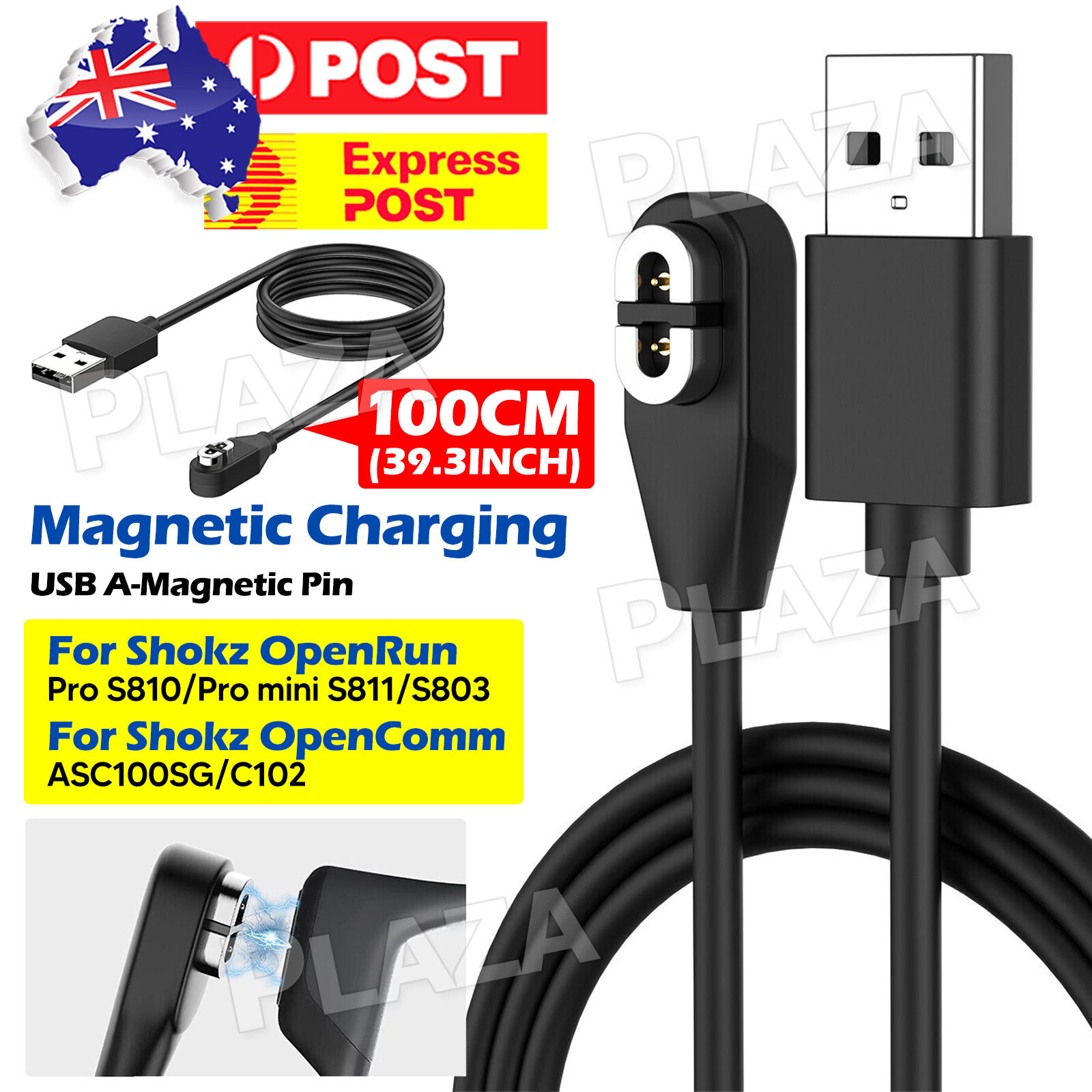 Shokz Charging Cable 100CM Fast Charge Aeropex AS800 AS803 OpenRun Pro Black