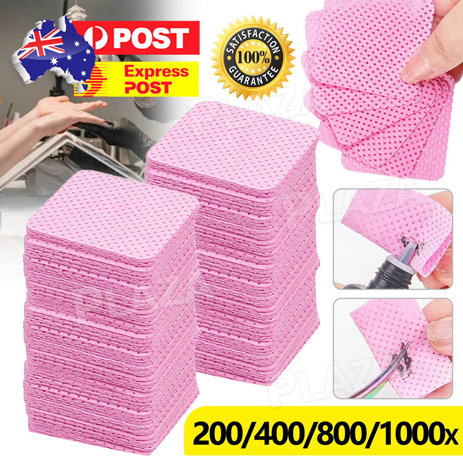 1000x Lint Free Nail Wipes 5CMX5CM Pink Polish Remover Manicure Brush Cleaner