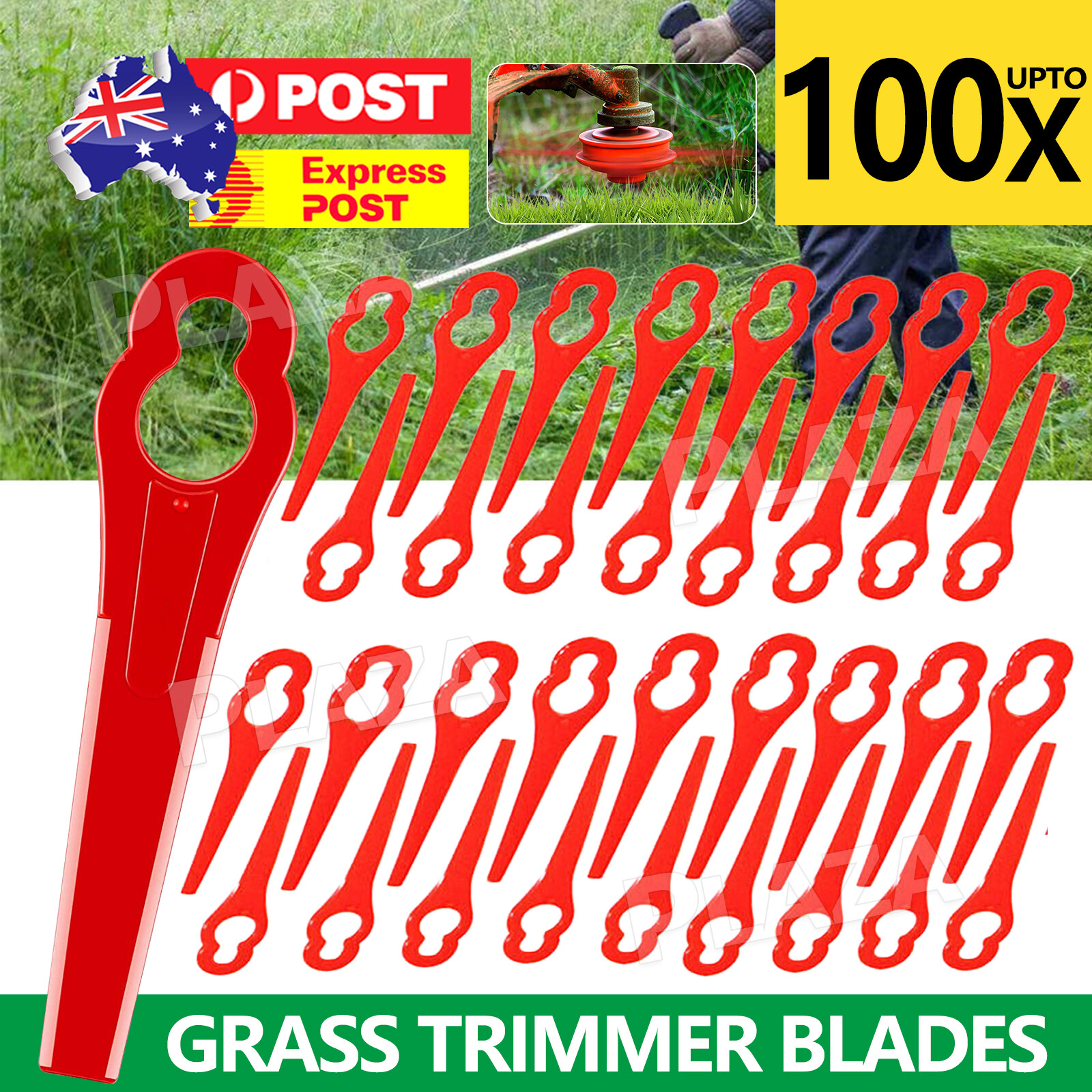 100 PCS Plastic Grass Trimmer Blades Weed Lawn Garden waterproof Brush Cutter
