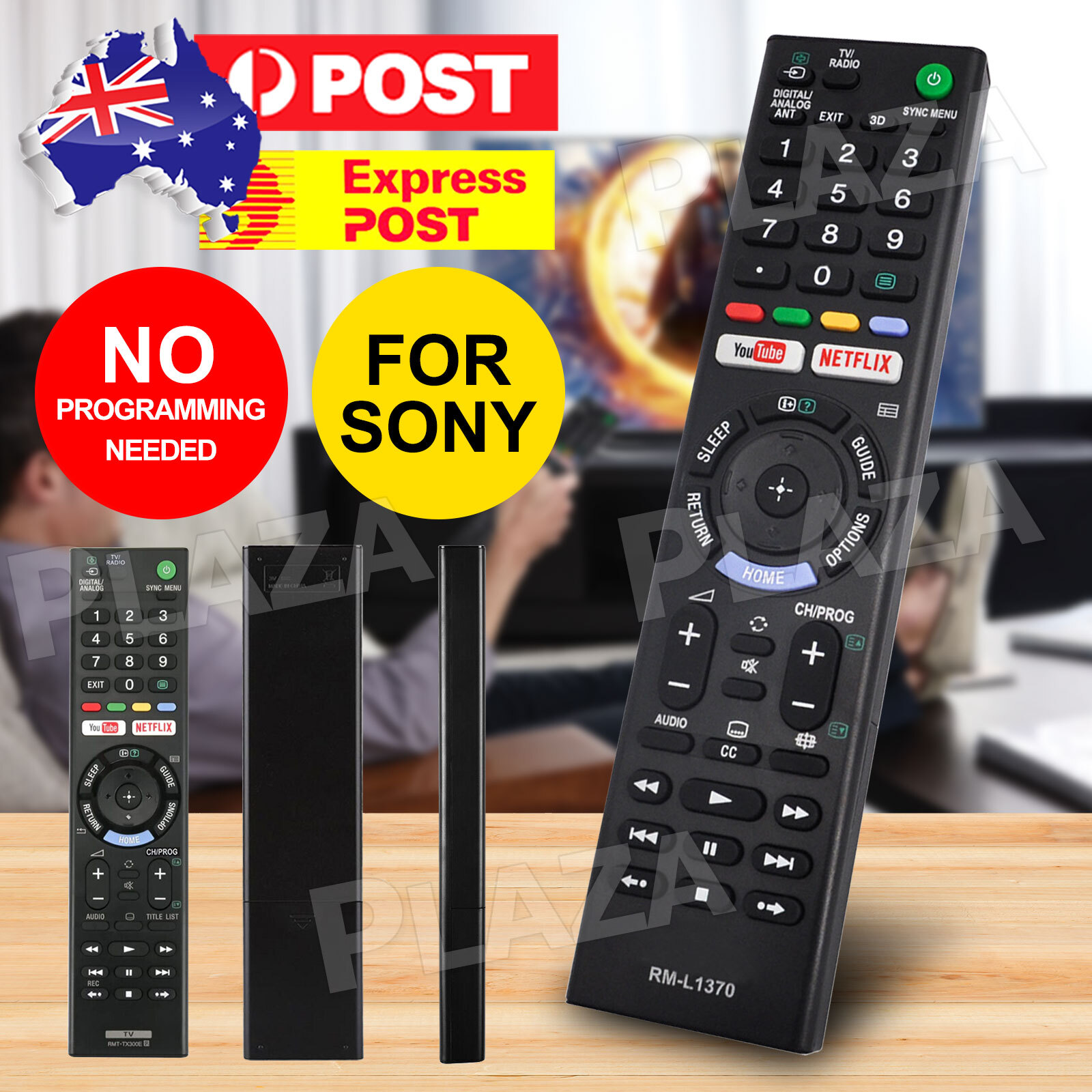 SONY TV REMOTE CONTROL RM-L1370 RMT-TX100D Black Wireless No Programming Needed