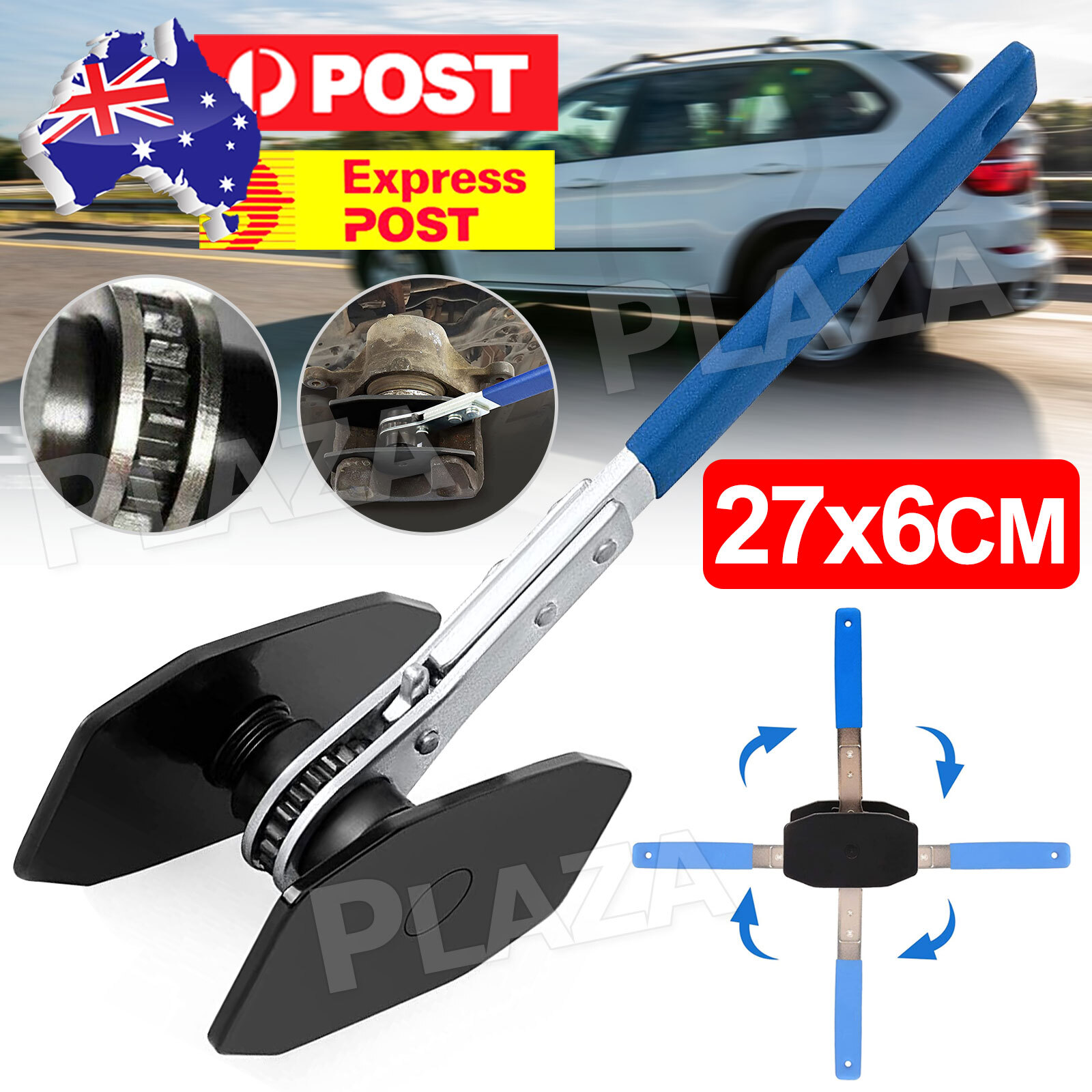 Ratchet Disc Brake Caliper Piston Spreader Tool 27x6CM Blue Steel 360 Pad Press