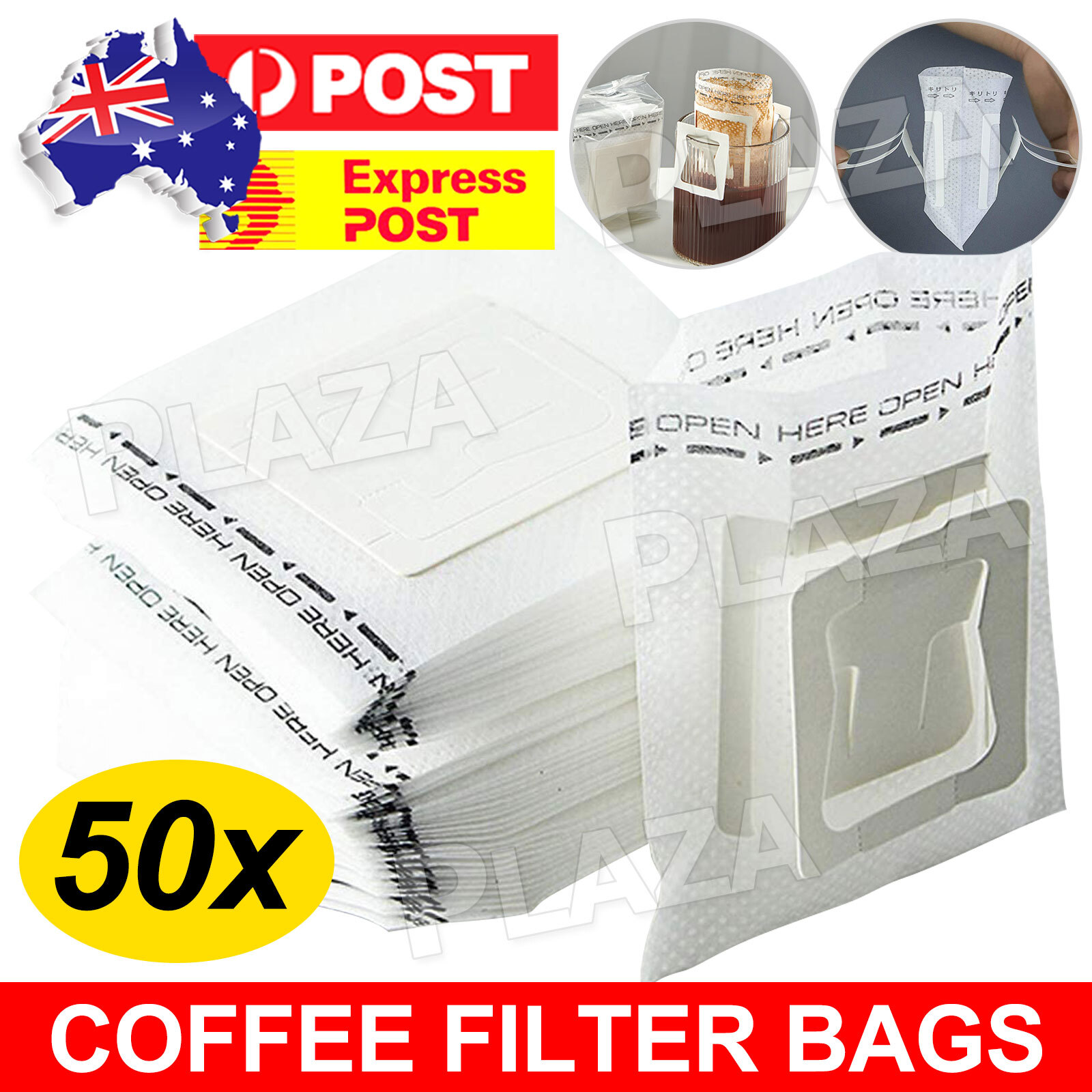 50pcs Coffee Filter Paper Bag 9x7.5CM White Ear Drip Office Portable Travel