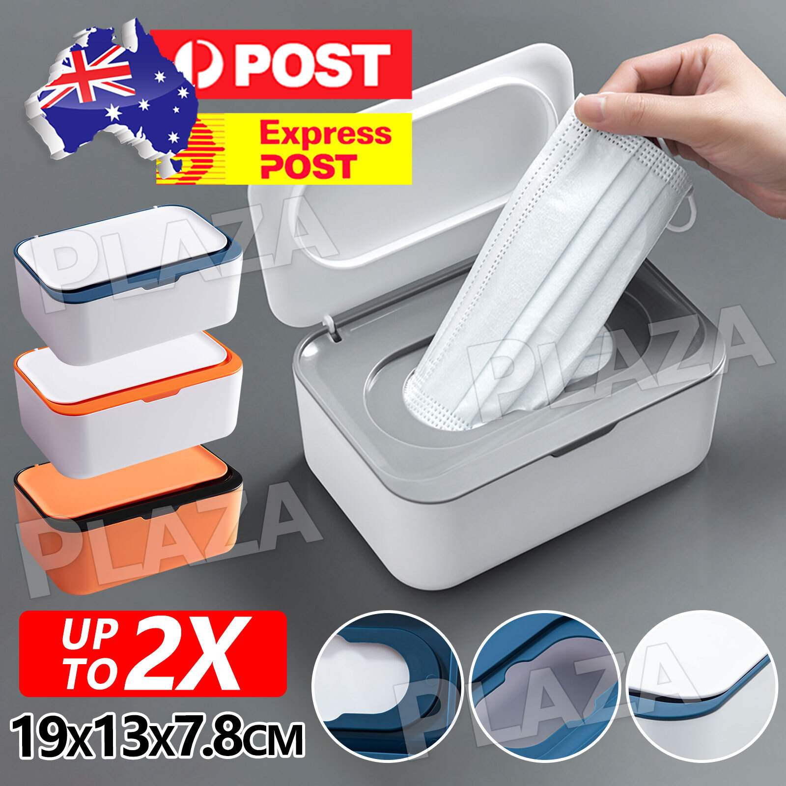 Wet Baby Wipes Dispenser Box Dustproof PP Storage Case With Lid Blue 19x13x7.8CM
